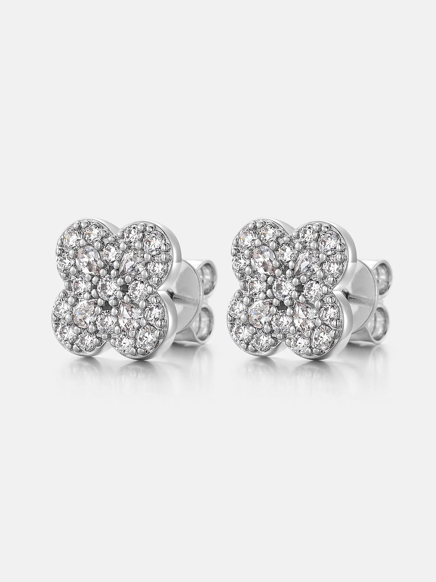 Round & Pear Moissanite Clover Cluster Earrings - Image 2