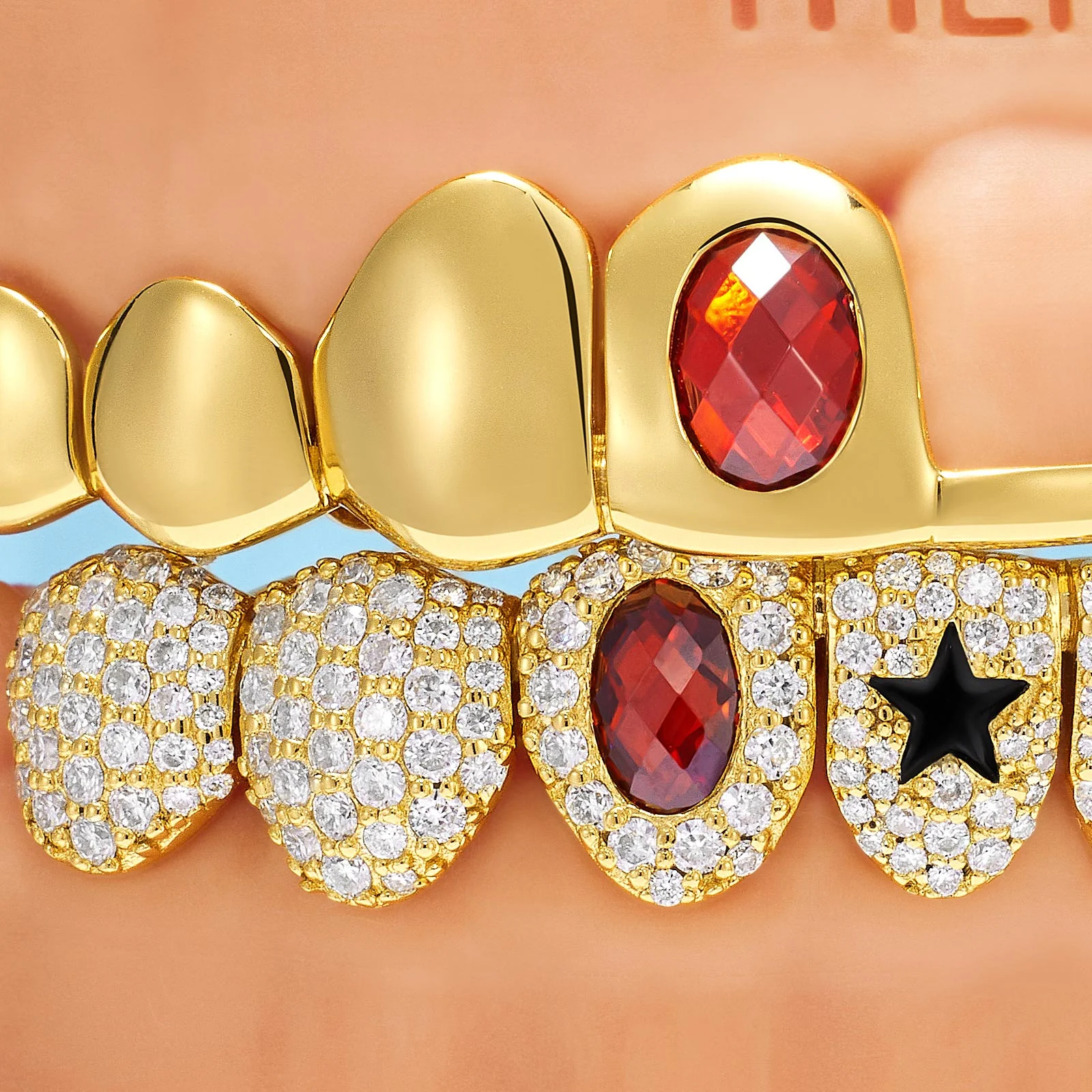 Royal Gem Ruby & Emerald Iced Grillz - Image 2