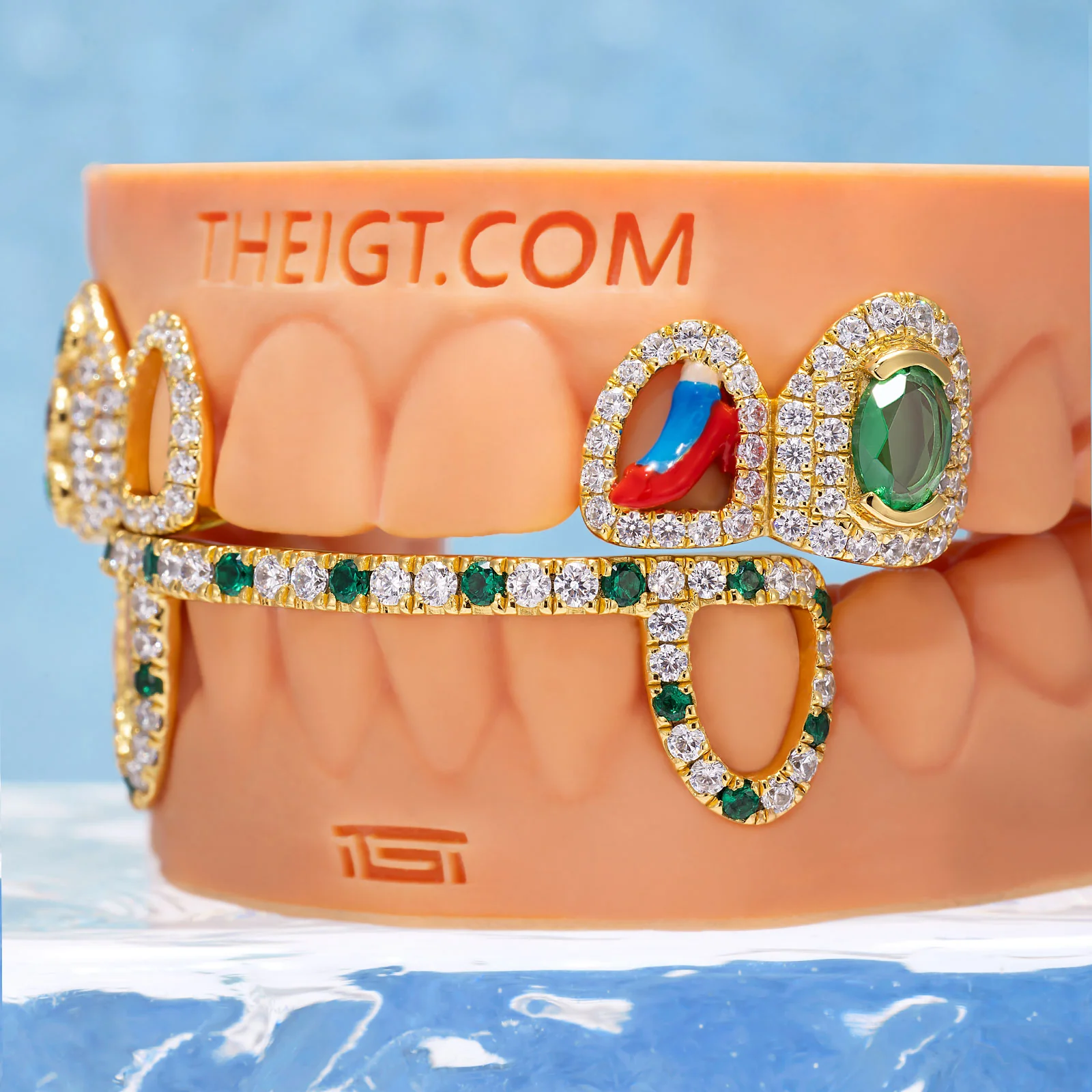 "Ruby Slippers" Emerald & Enamel Custom Grillz - Image 5