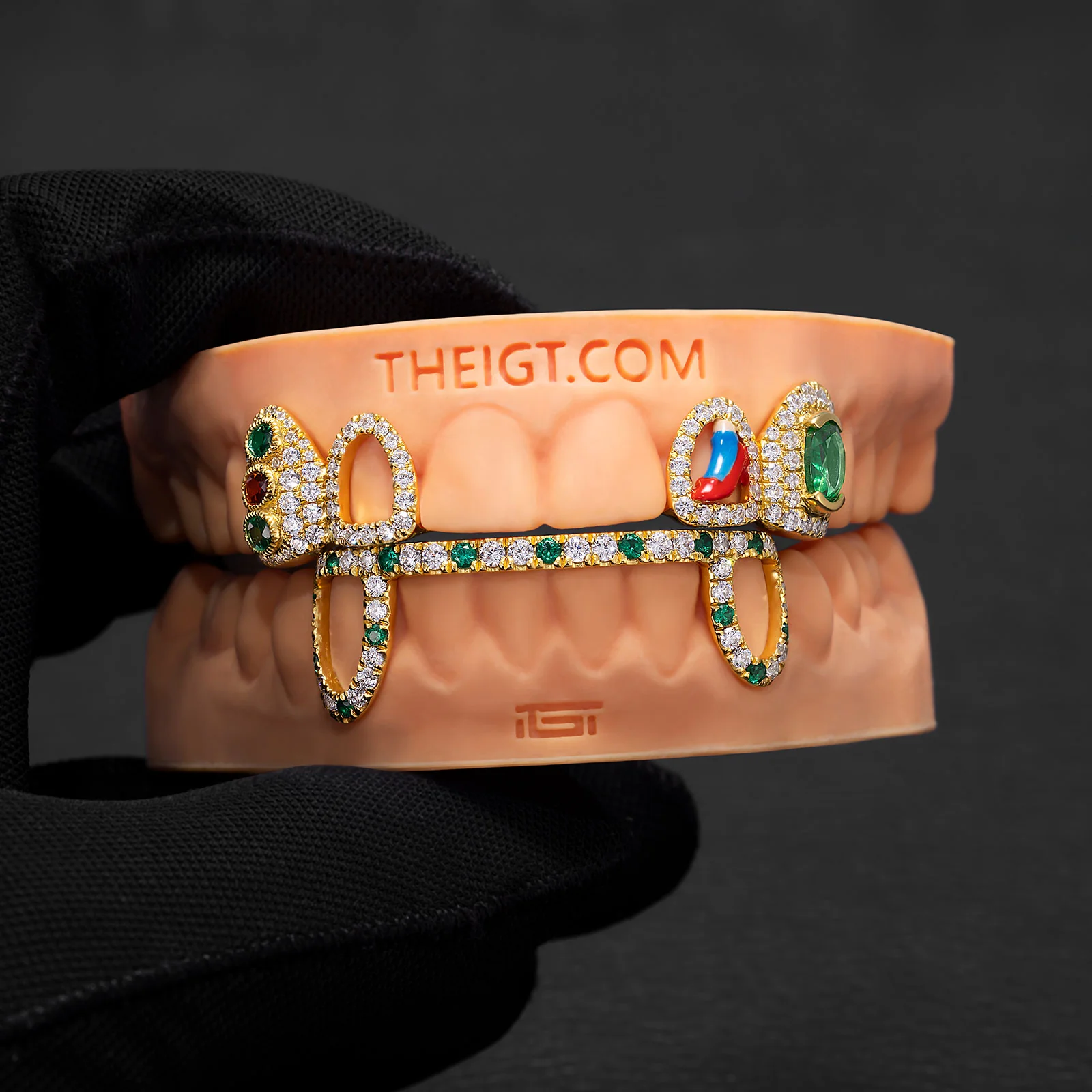 "Ruby Slippers" Emerald & Enamel Custom Grillz - Image 6