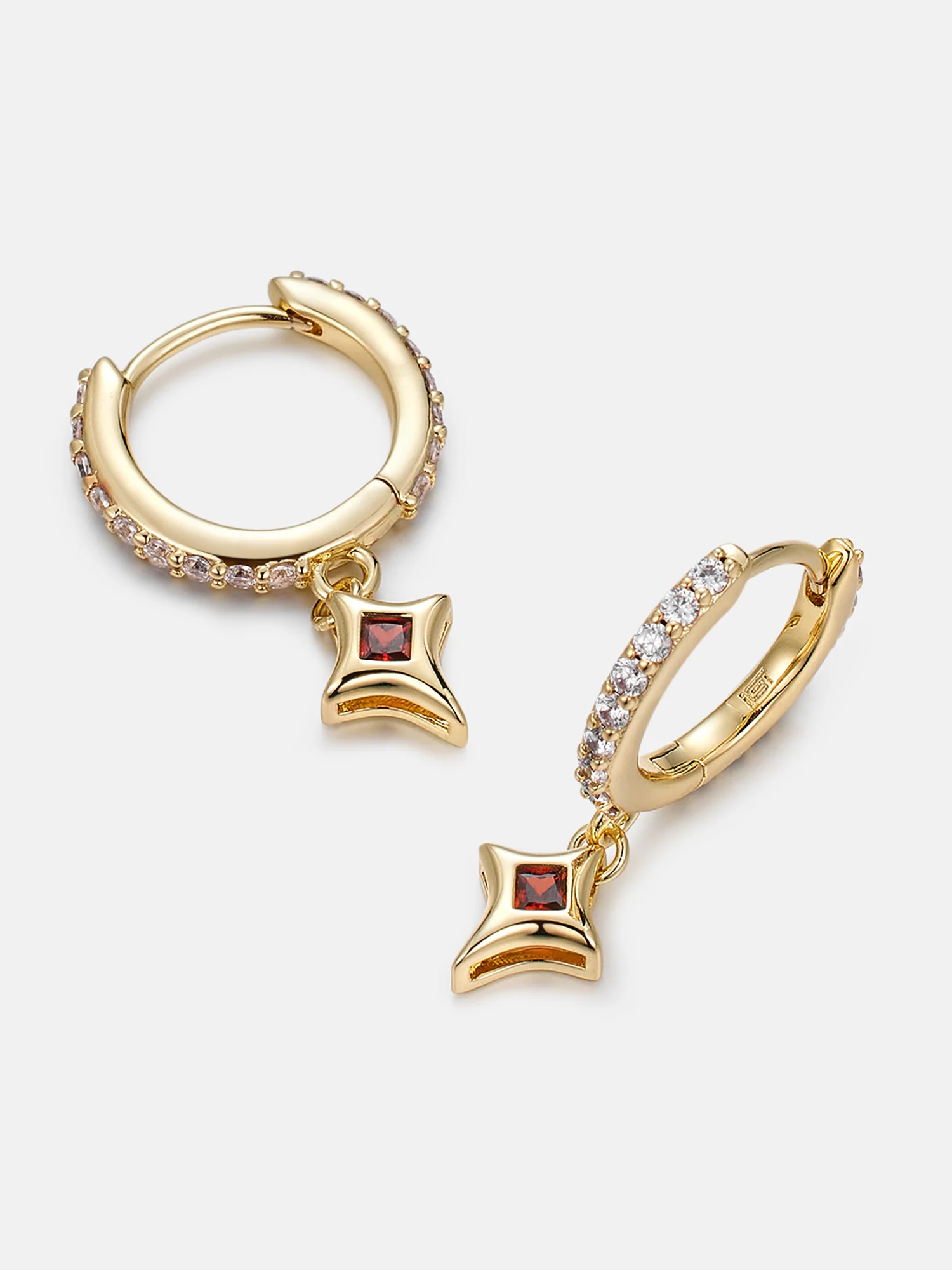 Ruby Star Moissanite Hoop Earrings - Image 4