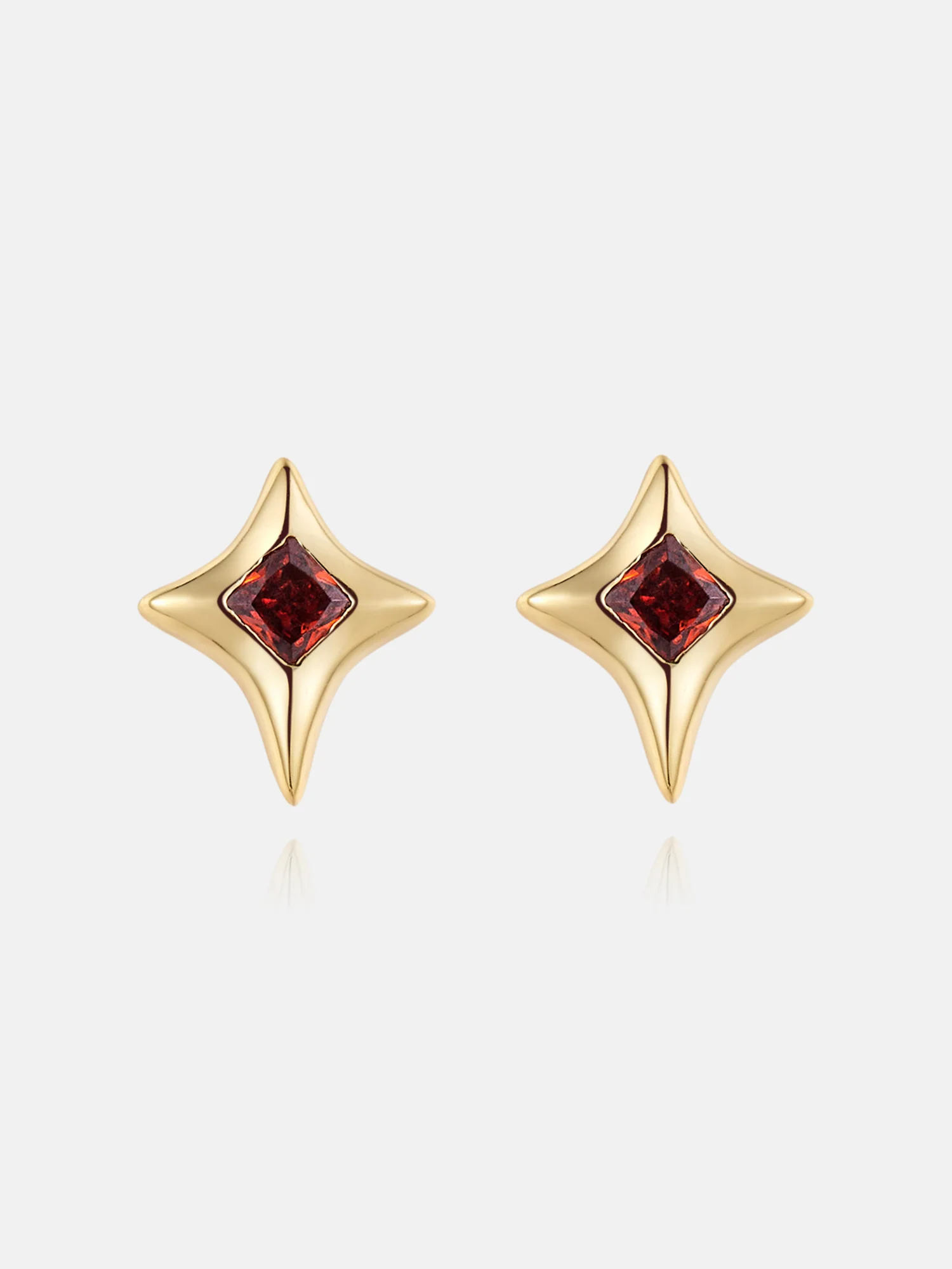 Ruby Star Stud Earrings