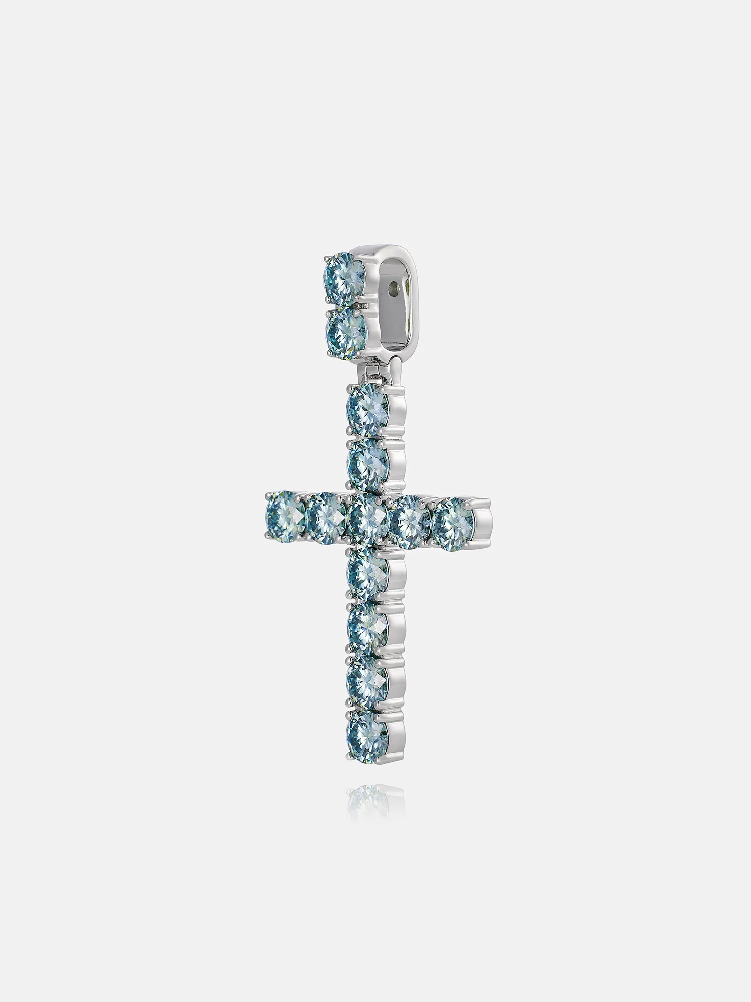 S925 13CT Blue Moissanite Cross Pendant - Image 2
