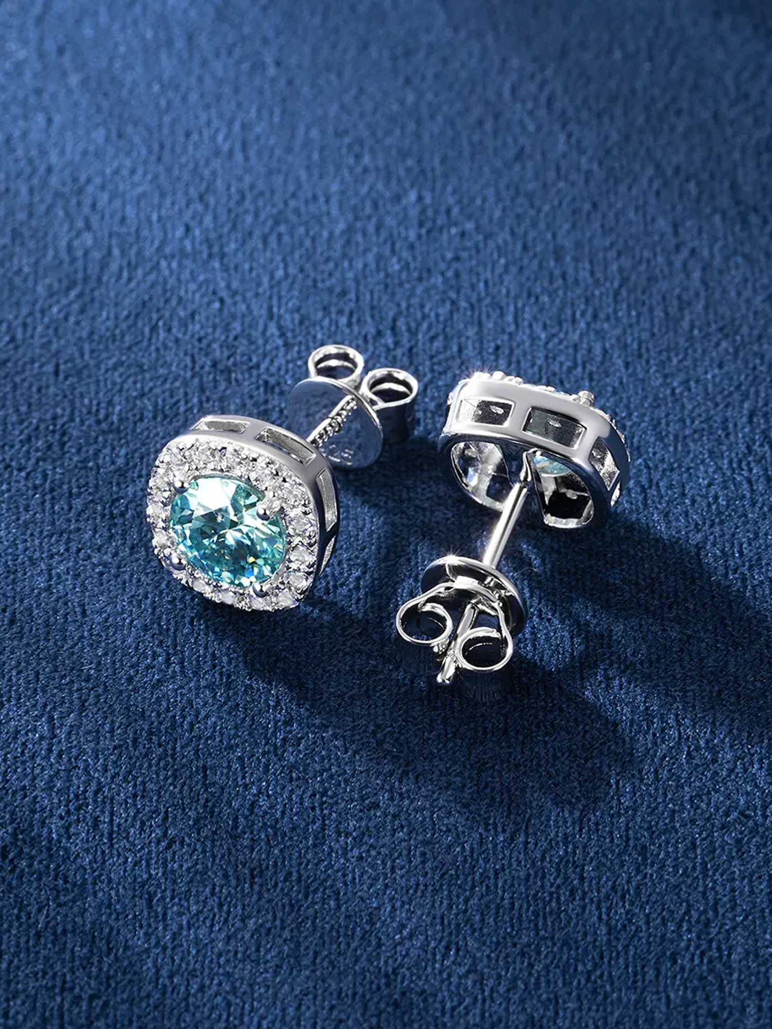 S925 Blue Moissanite Square Stud Earrings - 3.4 Carat Total - Image 5