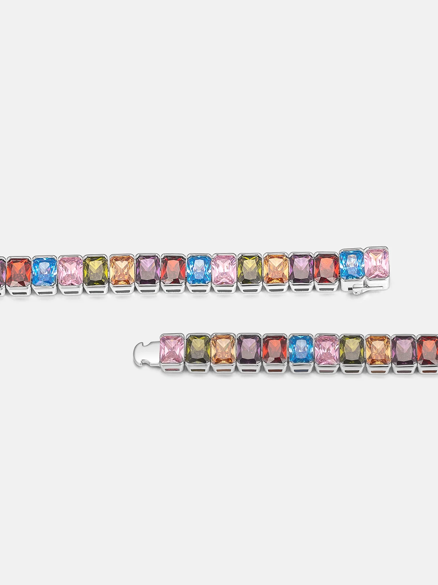 S925 Colored Gemstones Emerald Cut Tennis Bracelet - Image 2