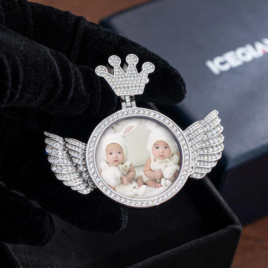 S925 Custom Photo Pendant With Wings - Image 3