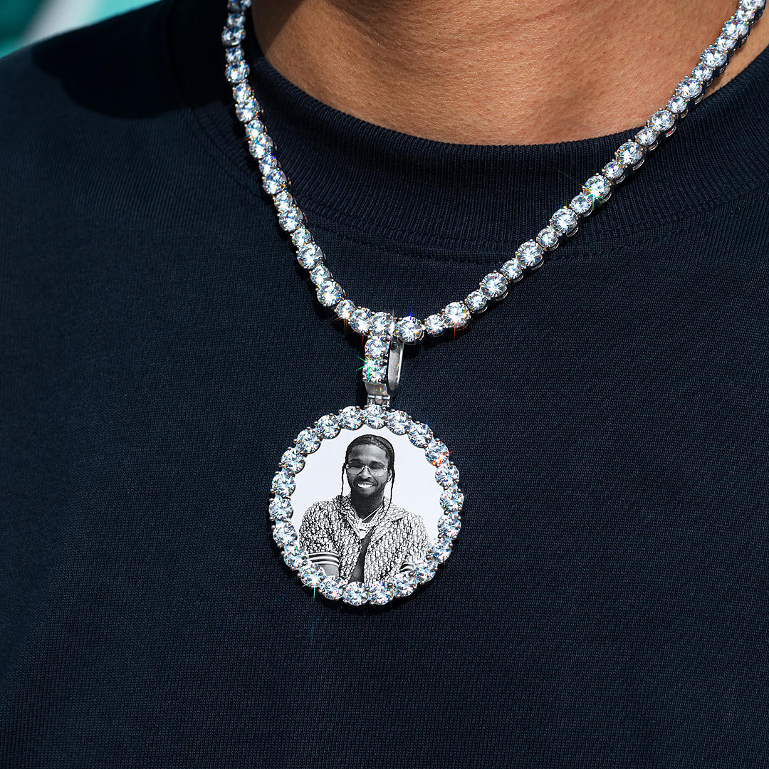 S925 Custom Round Moissanite Photo Pendant-24.00 CARAT TOTAL - Image 6