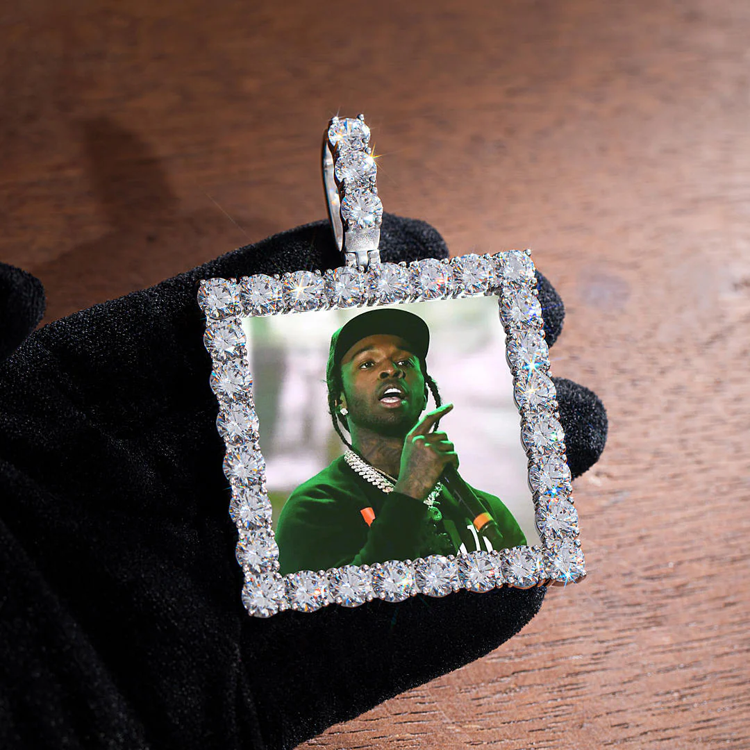 S925 Custom Square Moissanite Photo Pendant-31.00 CARAT TOTAL - Image 3