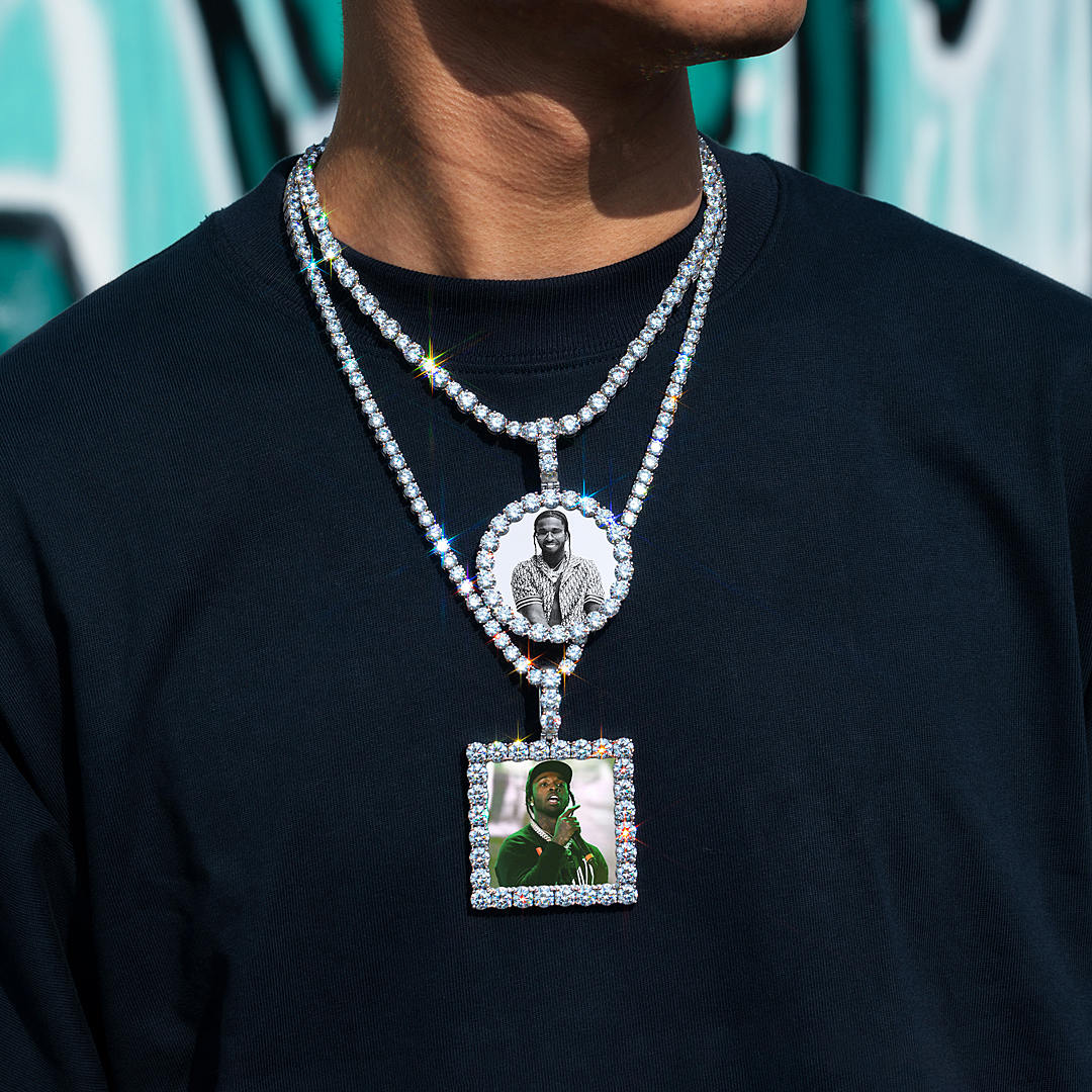 S925 Custom Square Moissanite Photo Pendant-31.00 CARAT TOTAL - Image 6