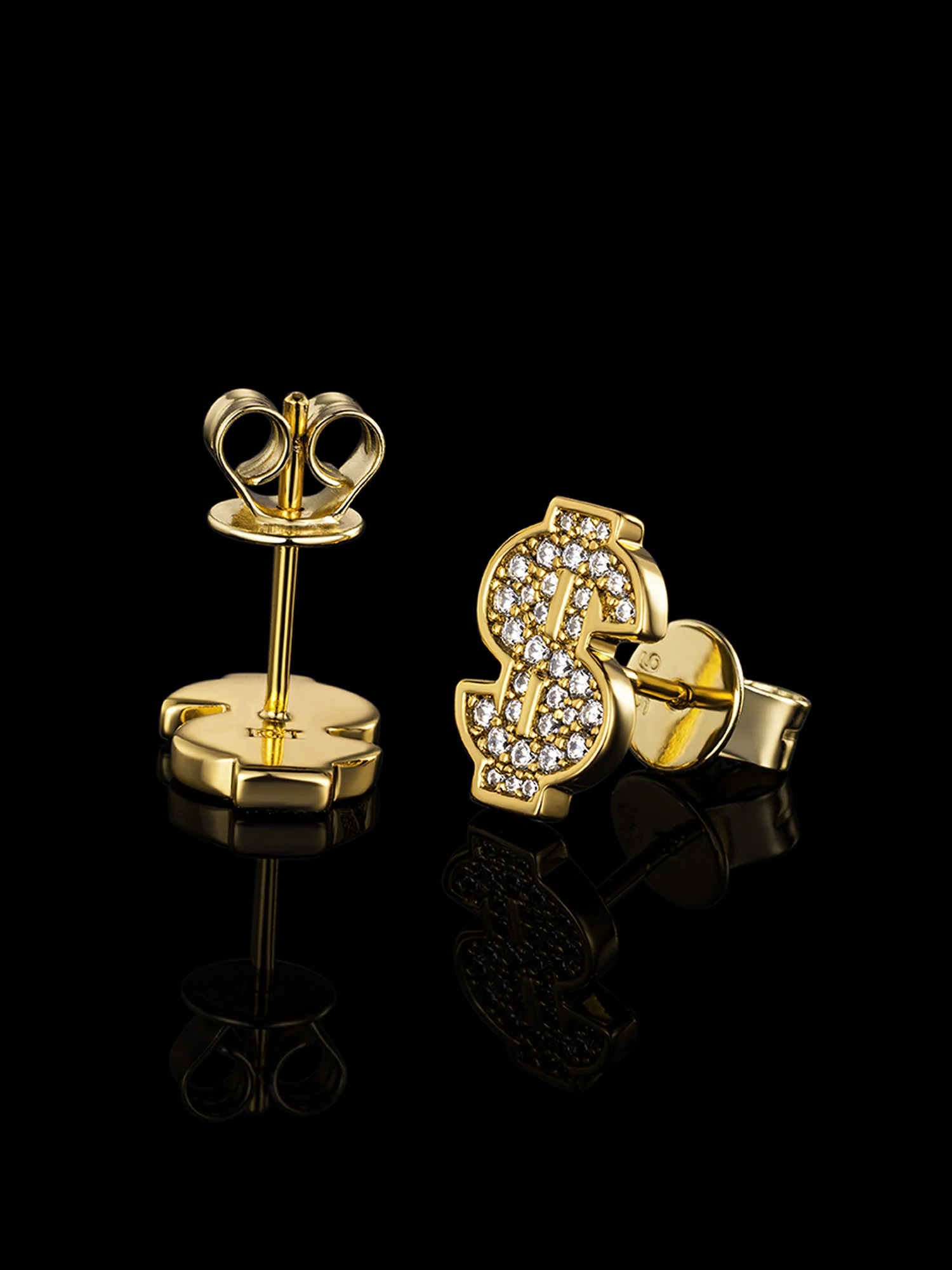 S925 Dollar Sign Stud Earrings - Image 2