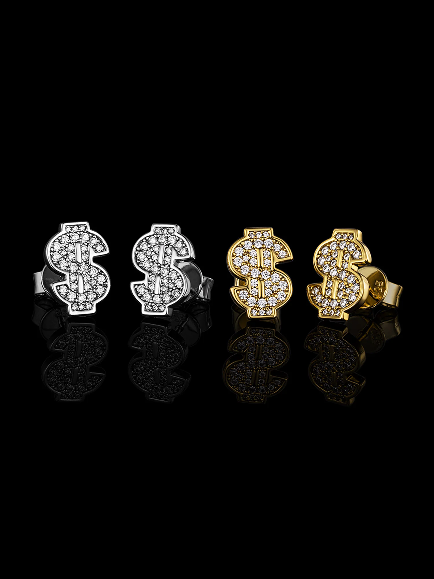 S925 Dollar Sign Stud Earrings - Image 3