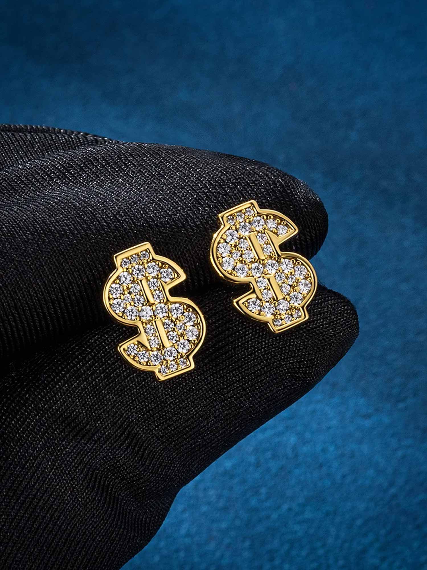 S925 Dollar Sign Stud Earrings - Image 4