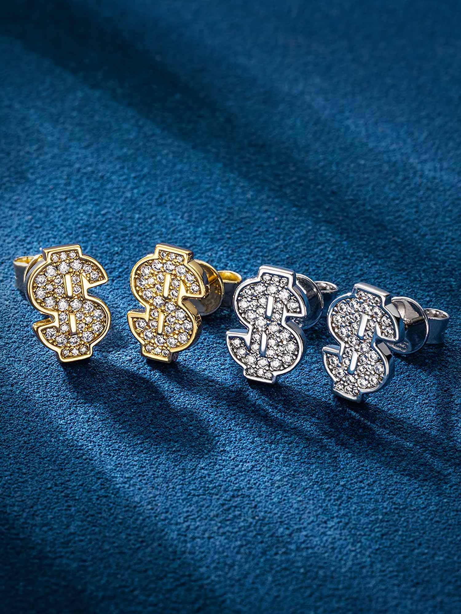 S925 Dollar Sign Stud Earrings - Image 5
