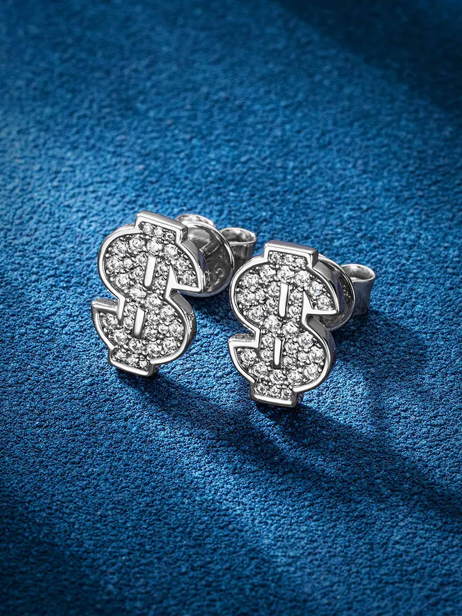 S925 Dollar Sign Stud Earrings - Image 6