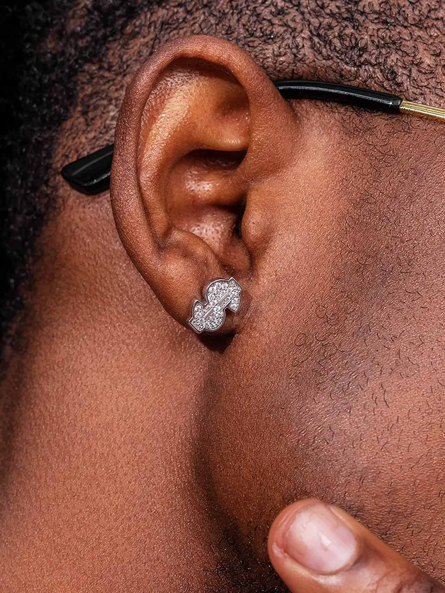 S925 Dollar Sign Stud Earrings - Image 7