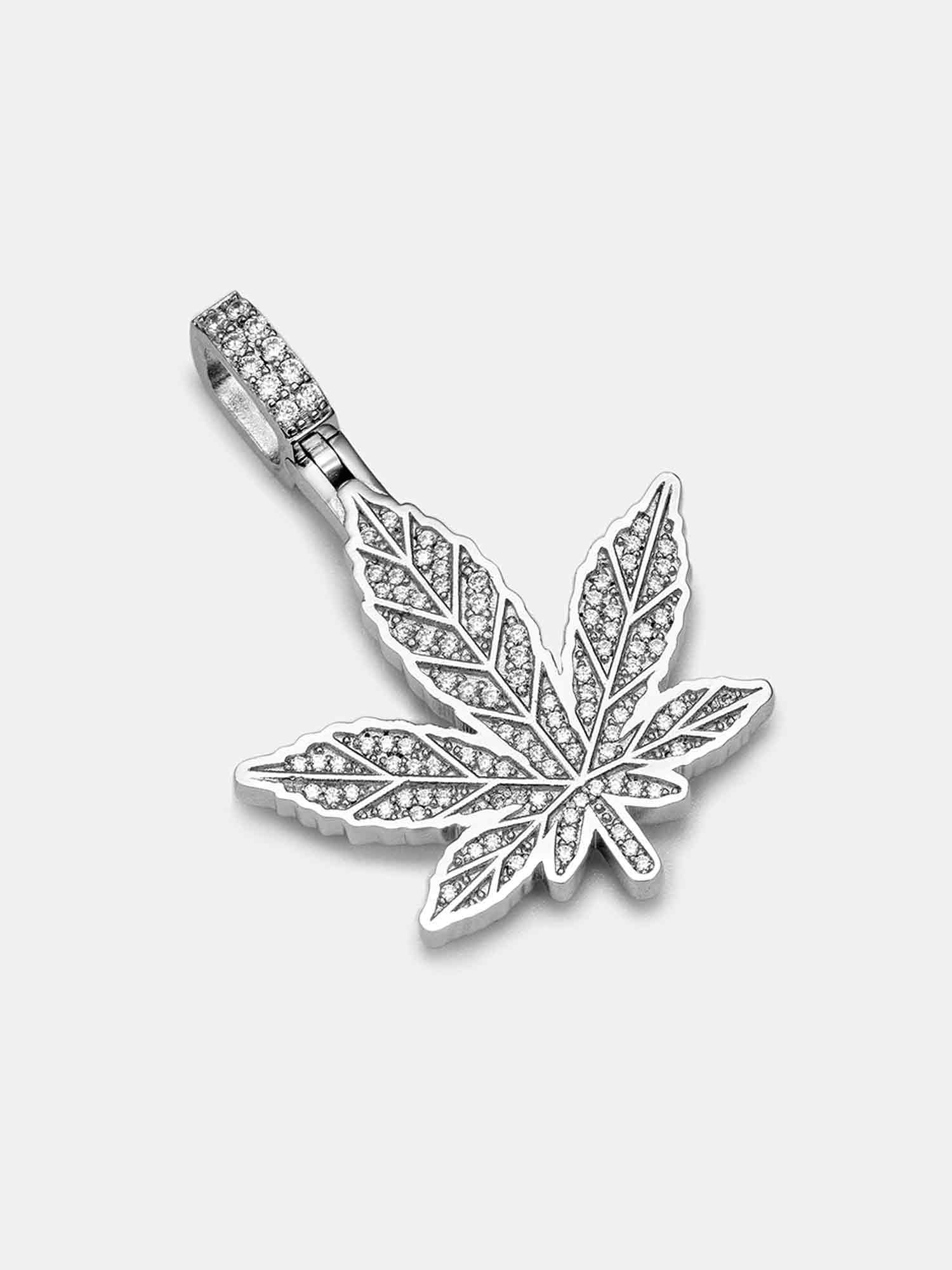 S925 Moissanite Cannabis Leaf Pendant - Image 2
