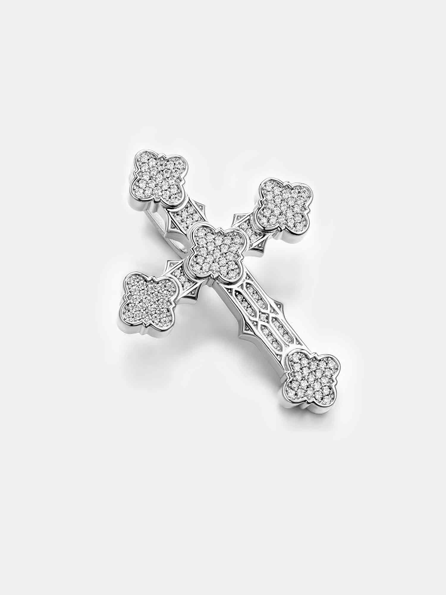 S925 Moissanite Eastern Orthodox Cross Pendant - Image 3