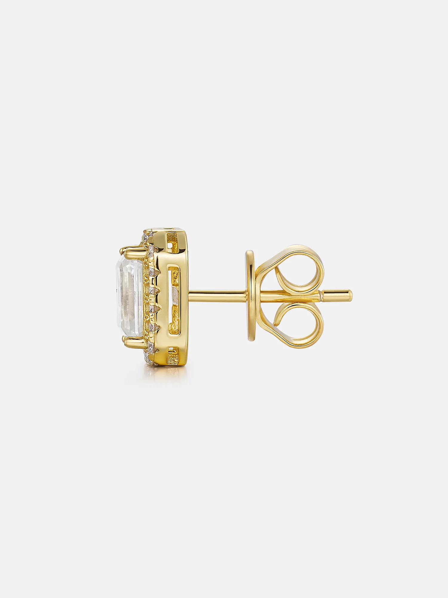 S925 Moissanite Emerald Cut Halo Stud Earrings - Image 6