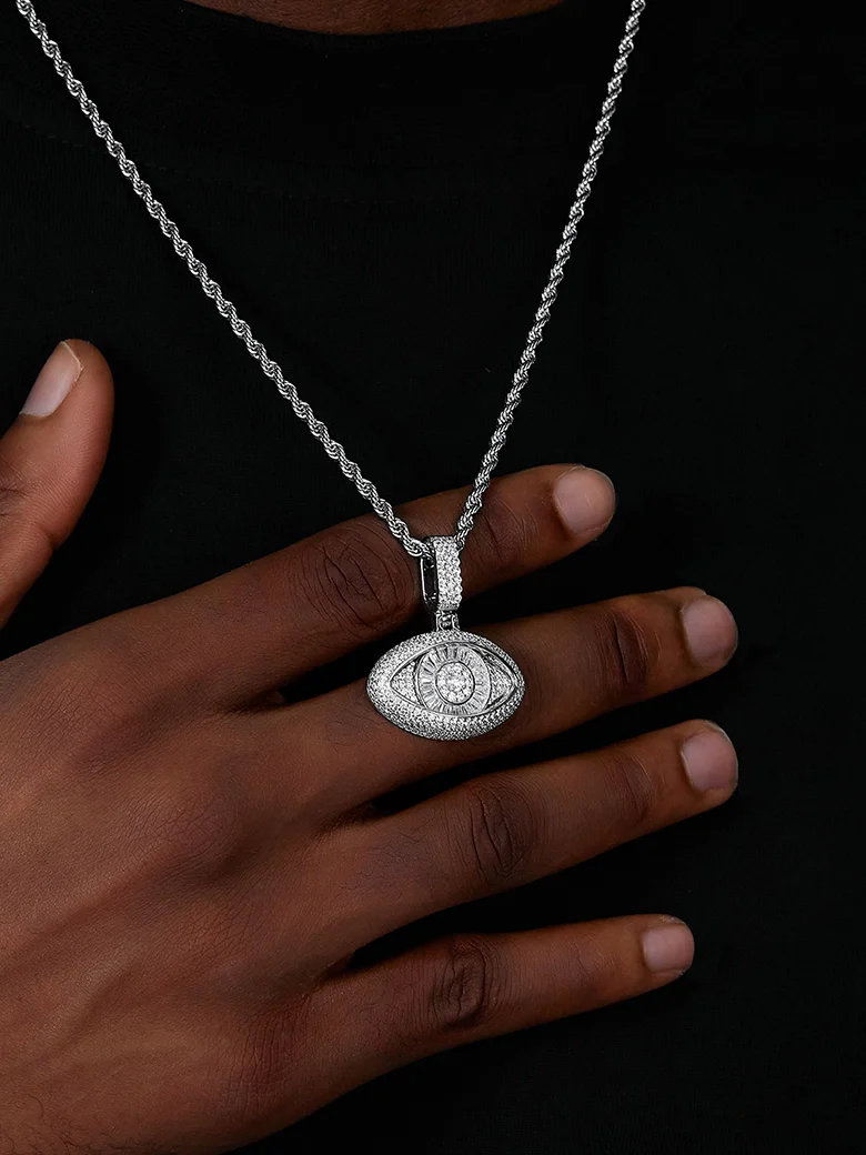 S925 Moissanite Evil Eye Rotatable Pendant - Image 5