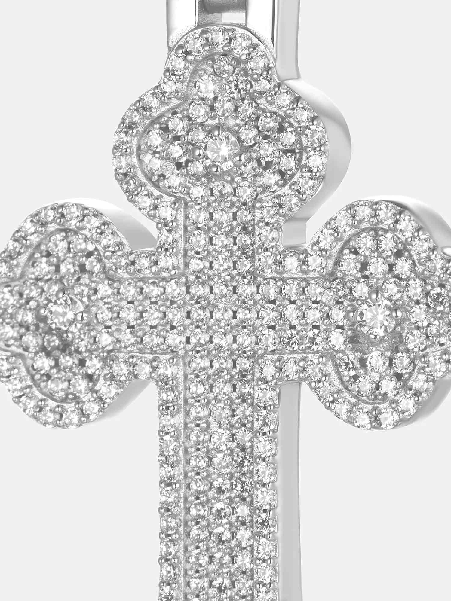 S925 Moissanite Flower Bud Cross Pendant - Image 2