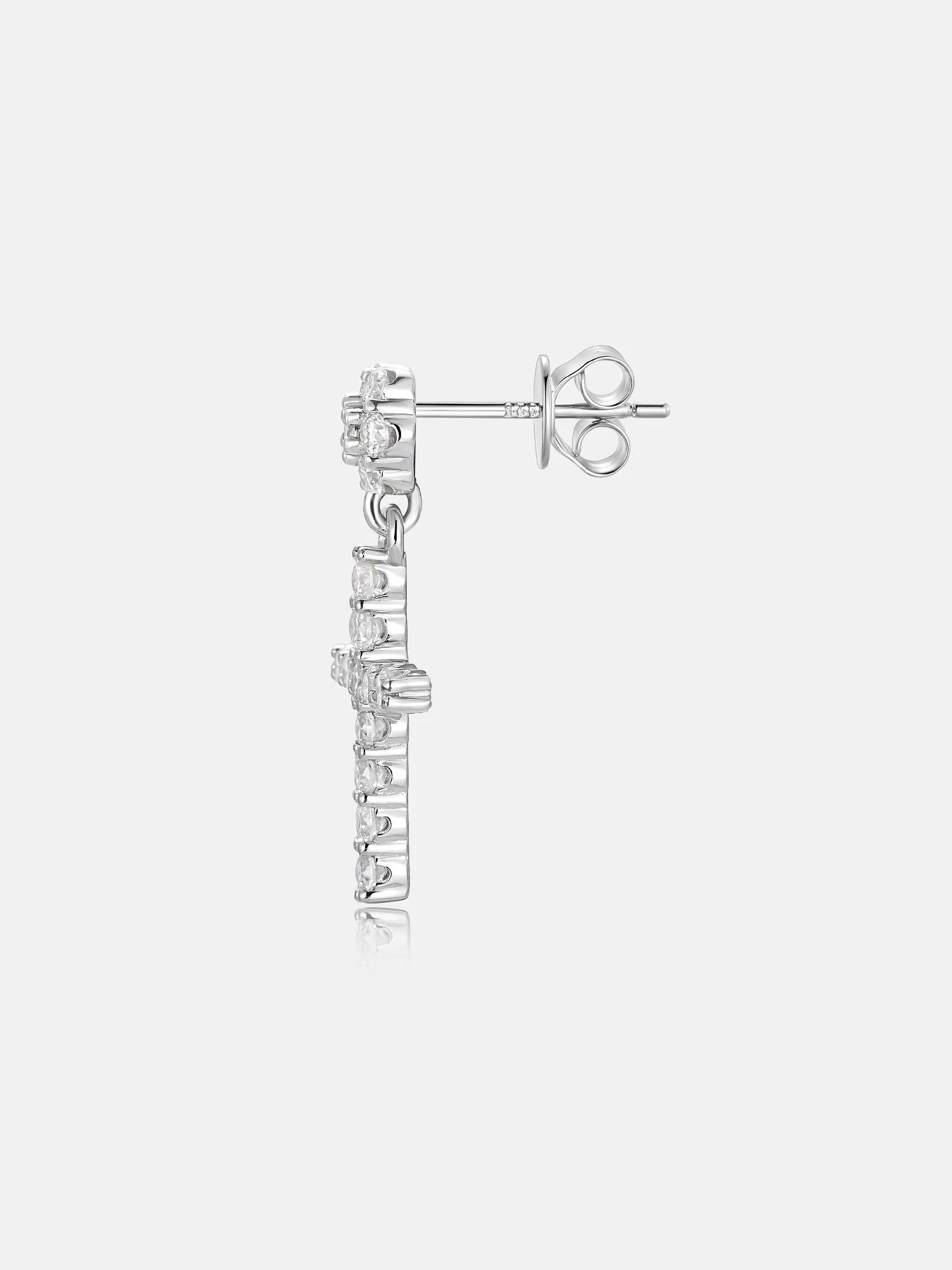 S925 Moissanite Flower Cluster Stud Cross Earrings - Image 2