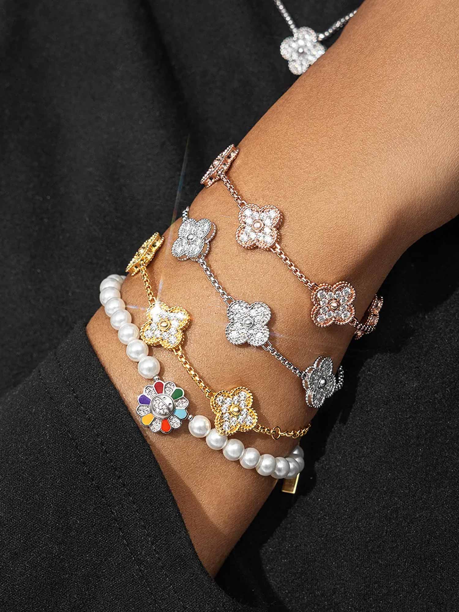 S925 Moissanite Four Leaf Clover Bracelet