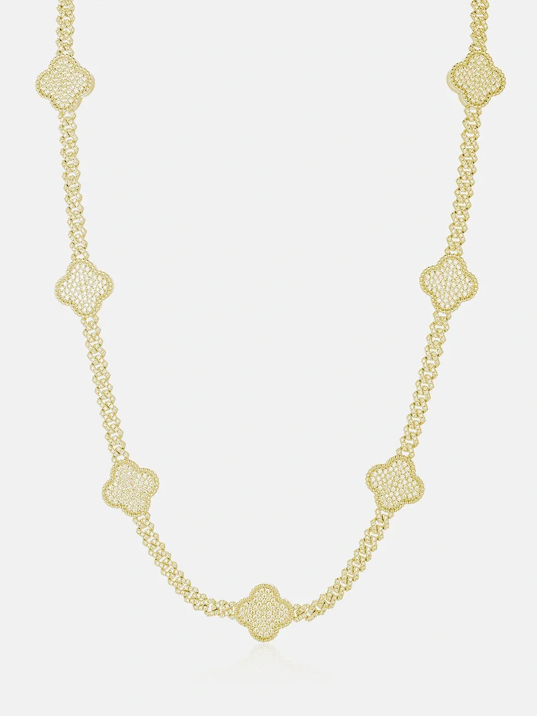 S925 Moissanite Four Leaf Clover Cuban Bracelet Or Chain - Image 3
