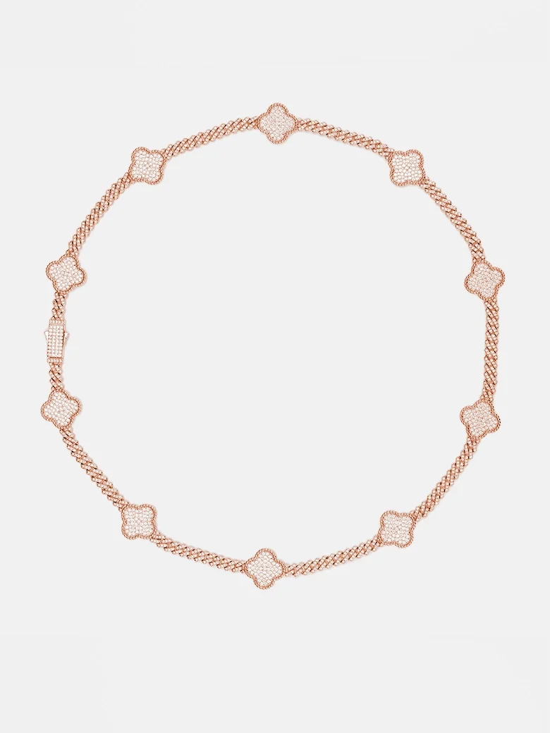S925 Moissanite Four Leaf Clover Cuban Bracelet Or Chain - Image 5