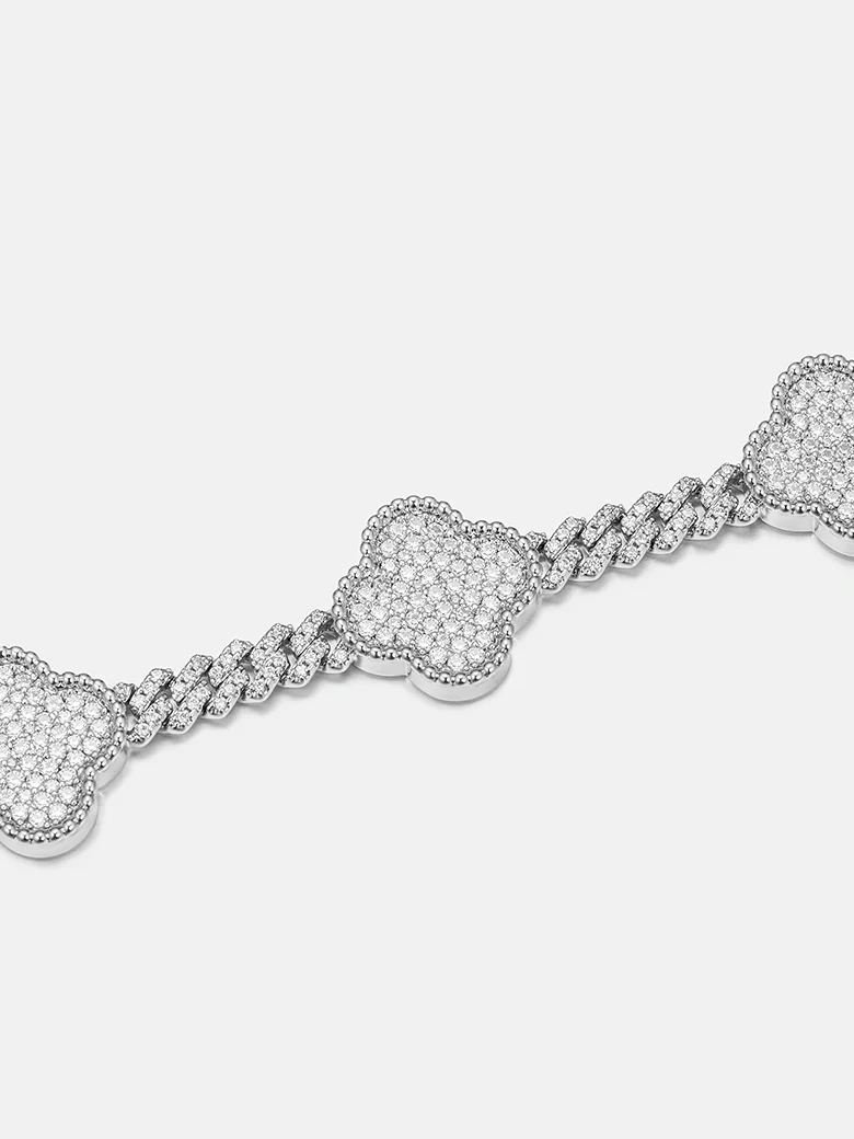 S925 Moissanite Four Leaf Clover Cuban Bracelet Or Chain - Image 8