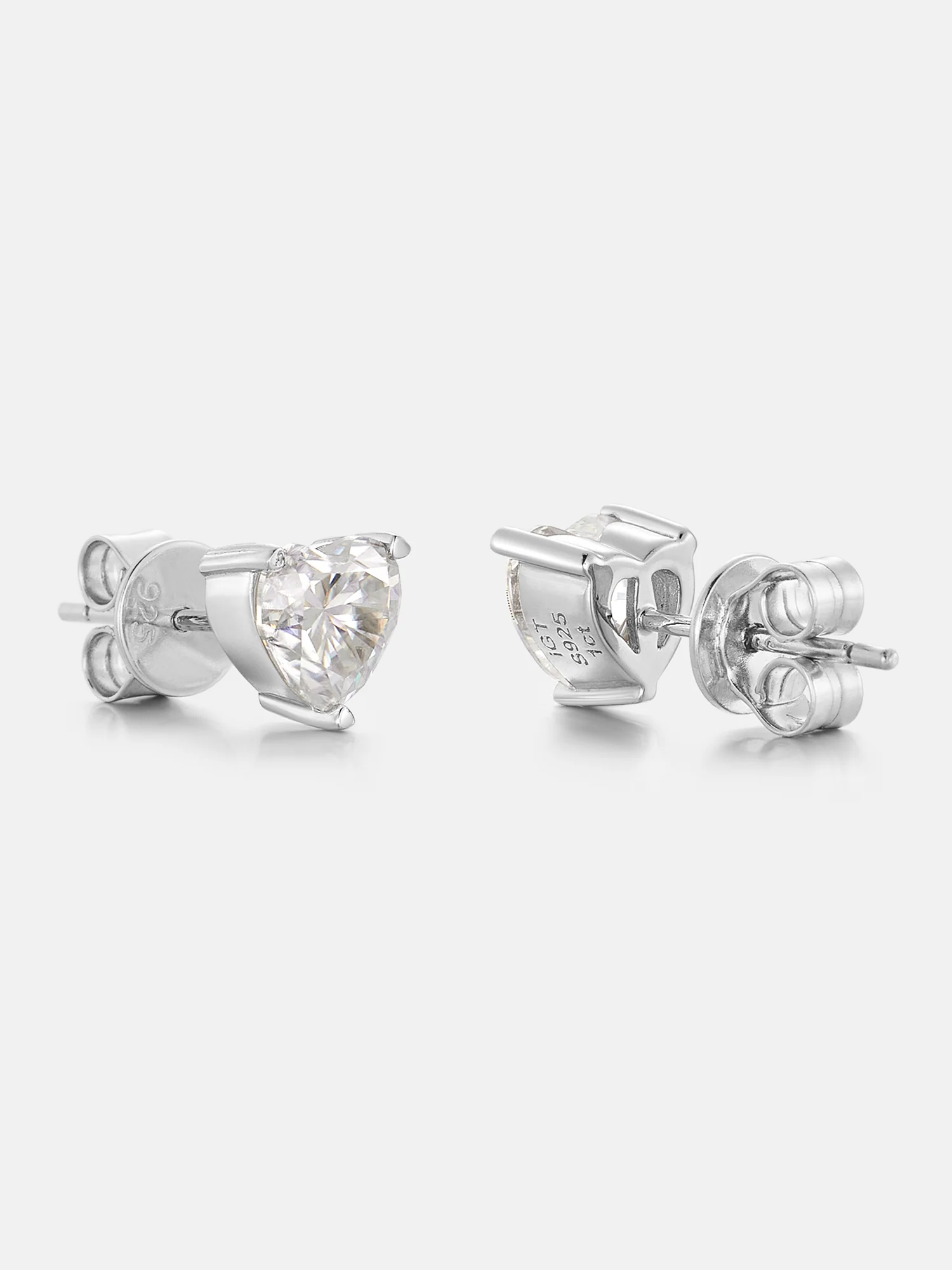 S925 Moissanite Heart Shaped Stud Earrings - 2 Carat Total - Image 3