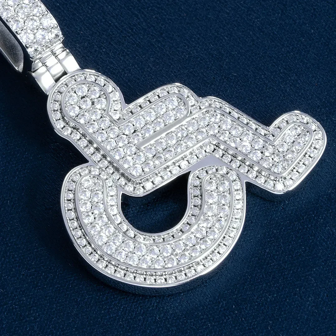 S925 Moissanite Layered Wheelchair Symbol Pendant - Image 4