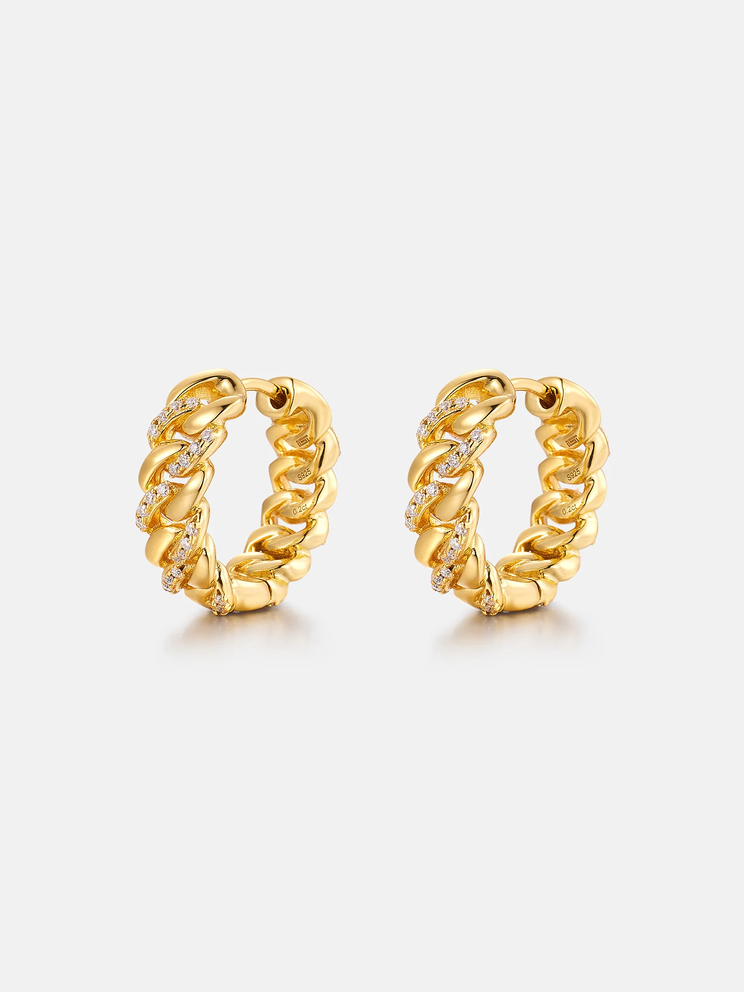 S925 Moissanite Link Chain Hoop Earrings