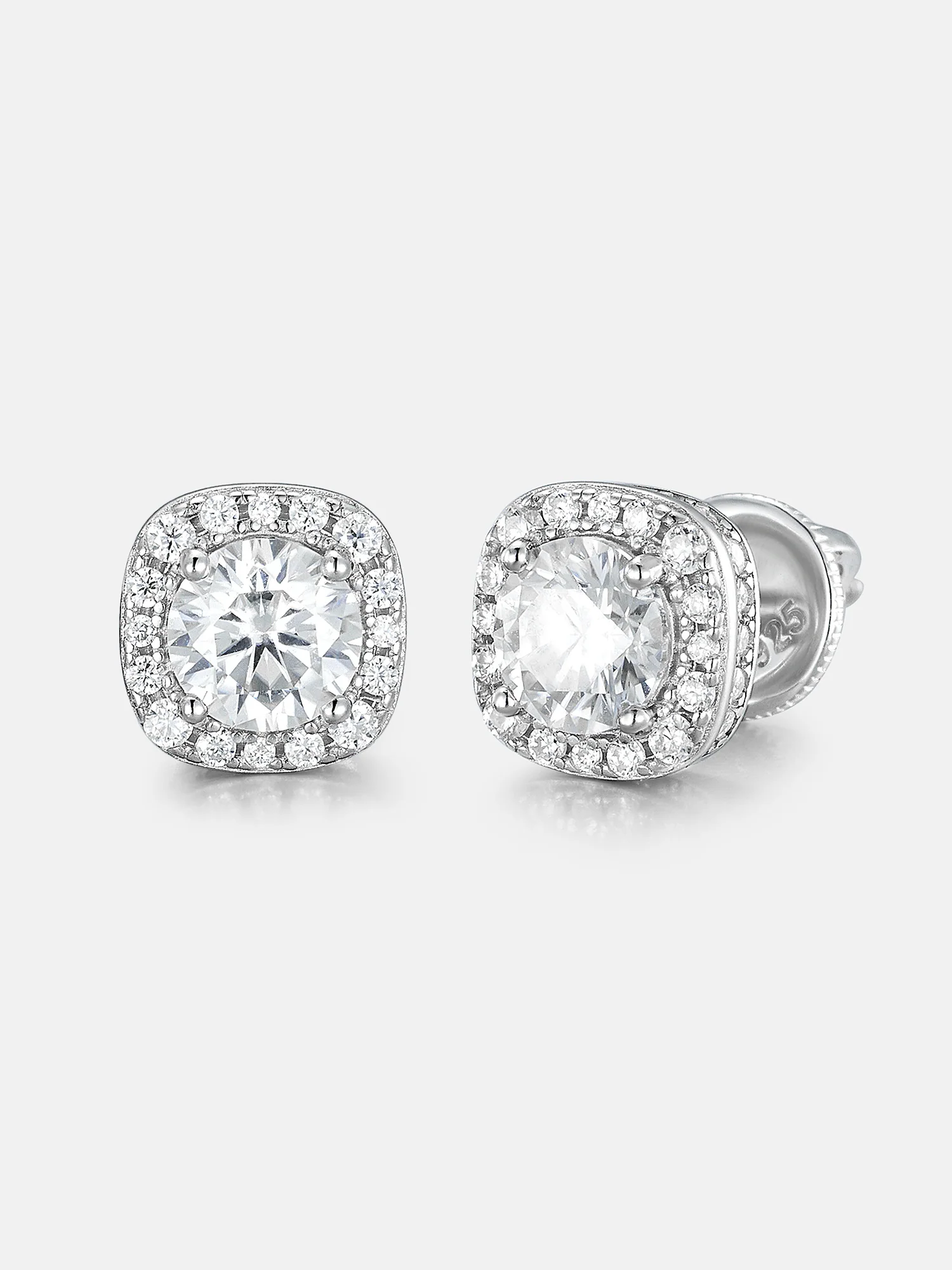S925 Moissanite Micro Square Stud Earrings - Image 2