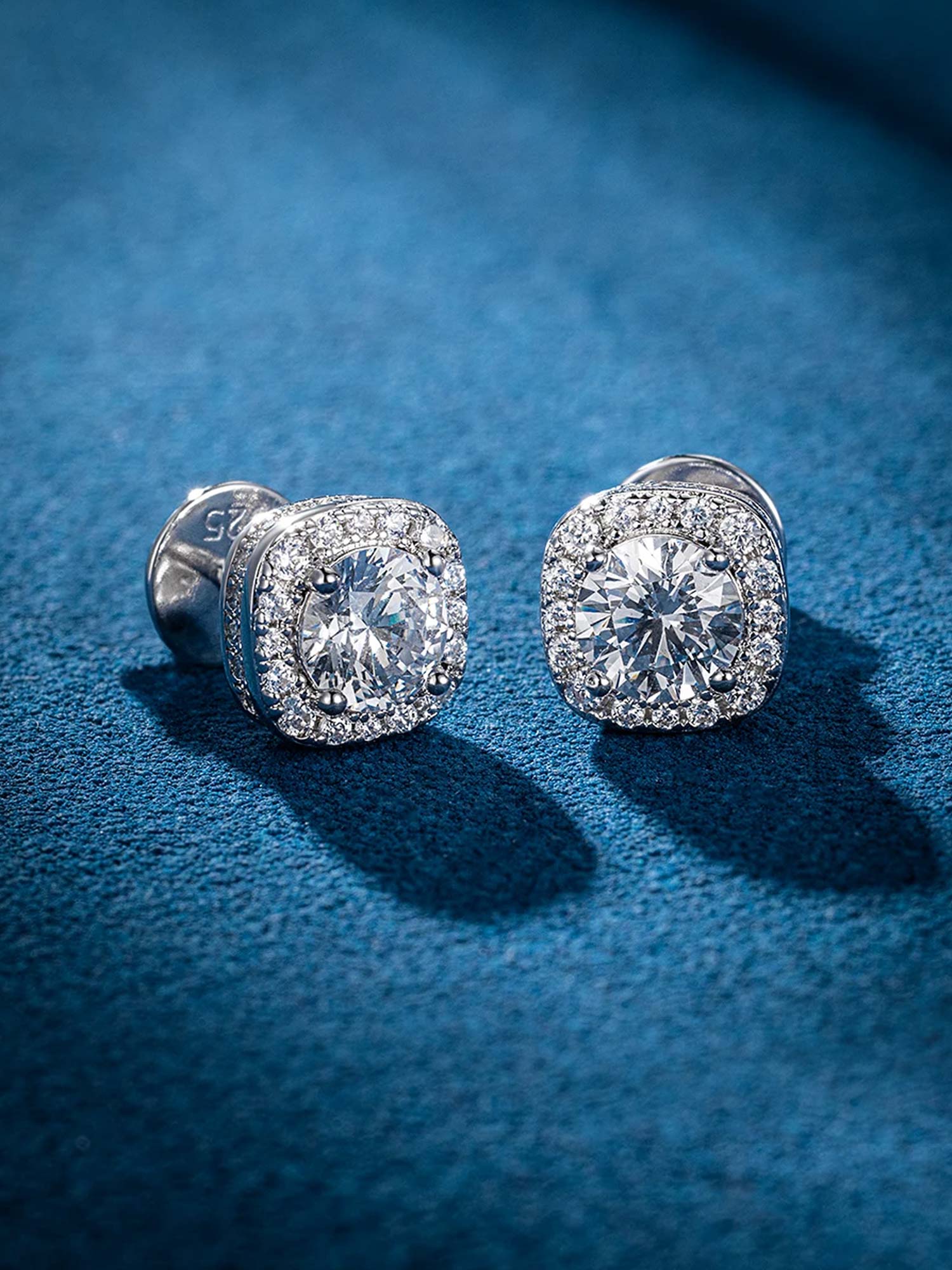 S925 Moissanite Micro Square Stud Earrings - Image 5