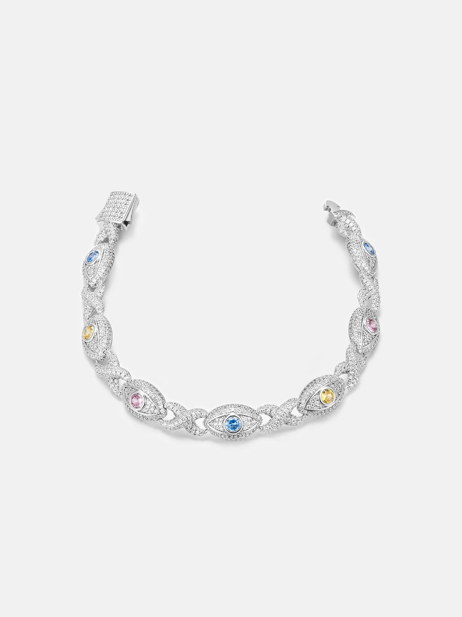S925 Moissanite Multi Gemstone Evil Eye Eternity Bracelet - Image 2