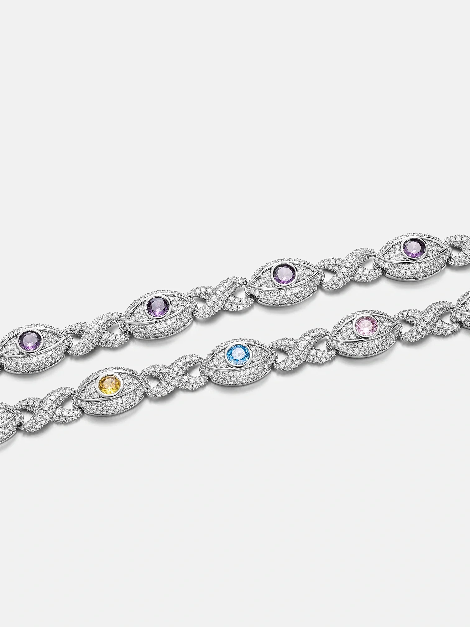 S925 Moissanite Multi Gemstone Evil Eye Eternity Bracelet - Image 3