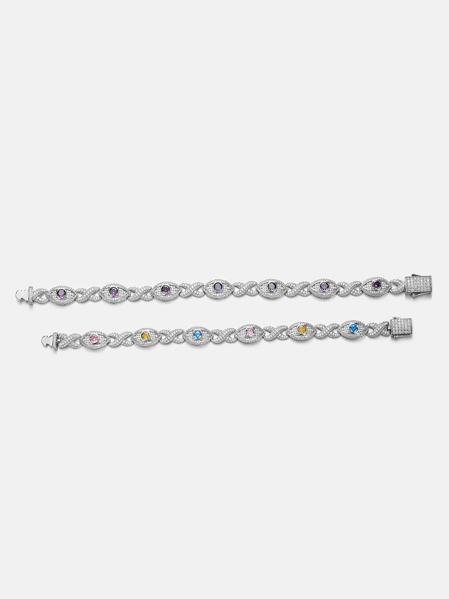 S925 Moissanite Multi Gemstone Evil Eye Eternity Bracelet - Image 4