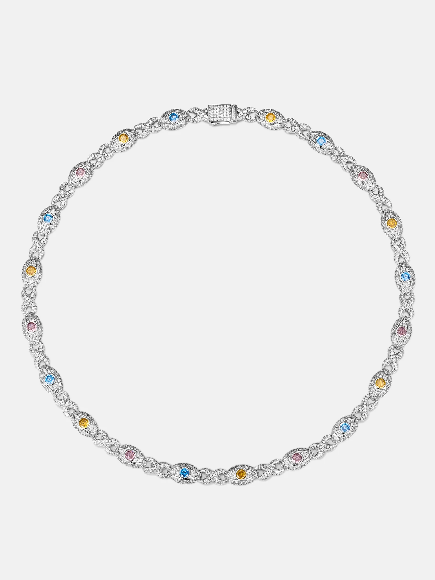 S925 Moissanite Multi Gemstone Evil Eye Eternity Chain - Image 2