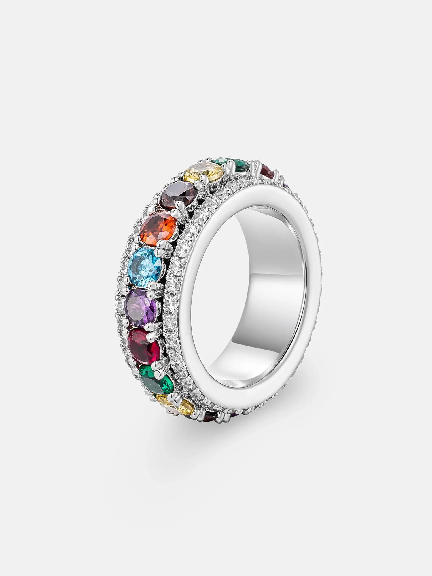 S925 Moissanite Multi Gemstone Rotatable Ring - Image 2