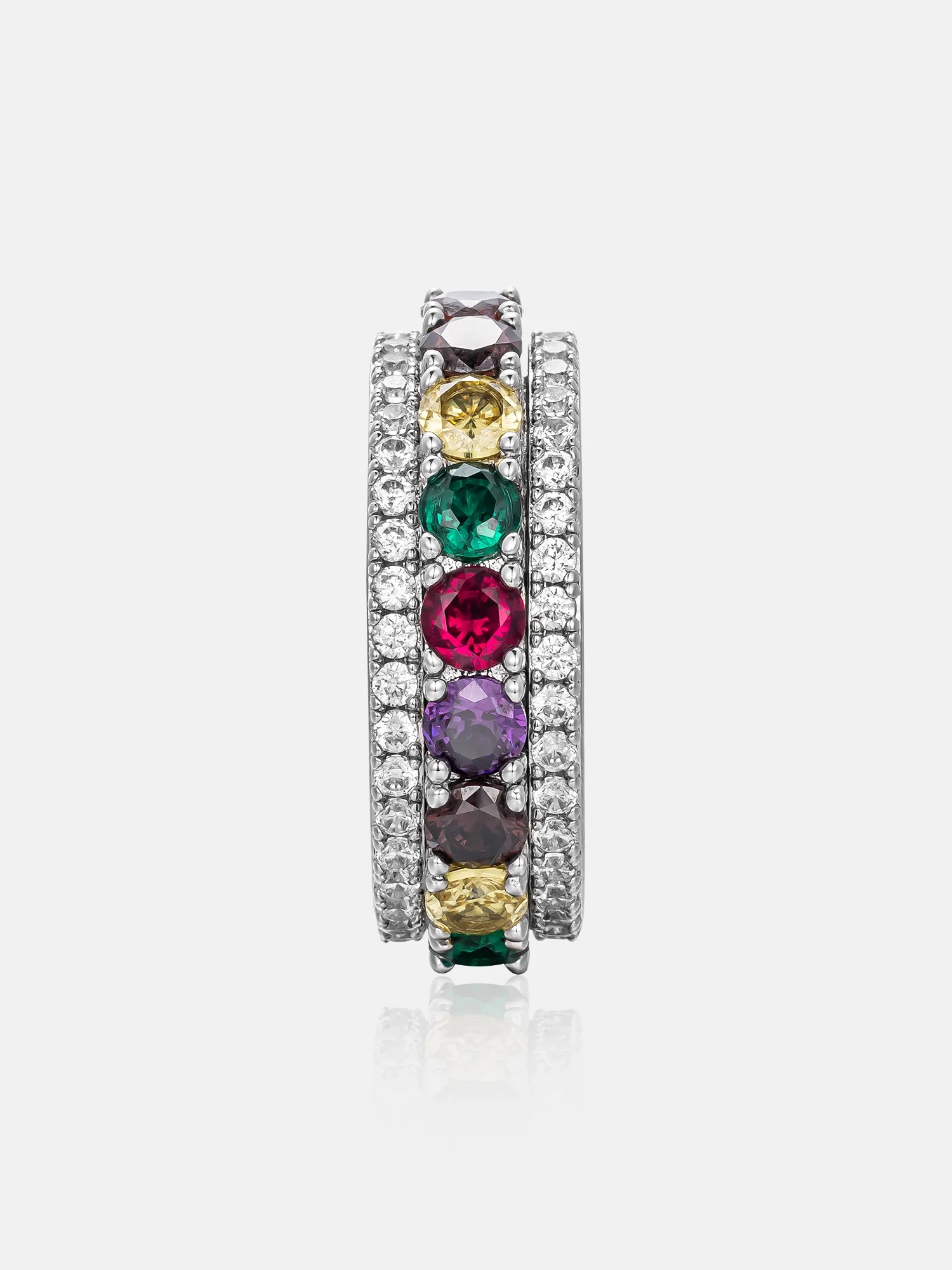 S925 Moissanite Multi Gemstone Rotatable Ring - Image 3