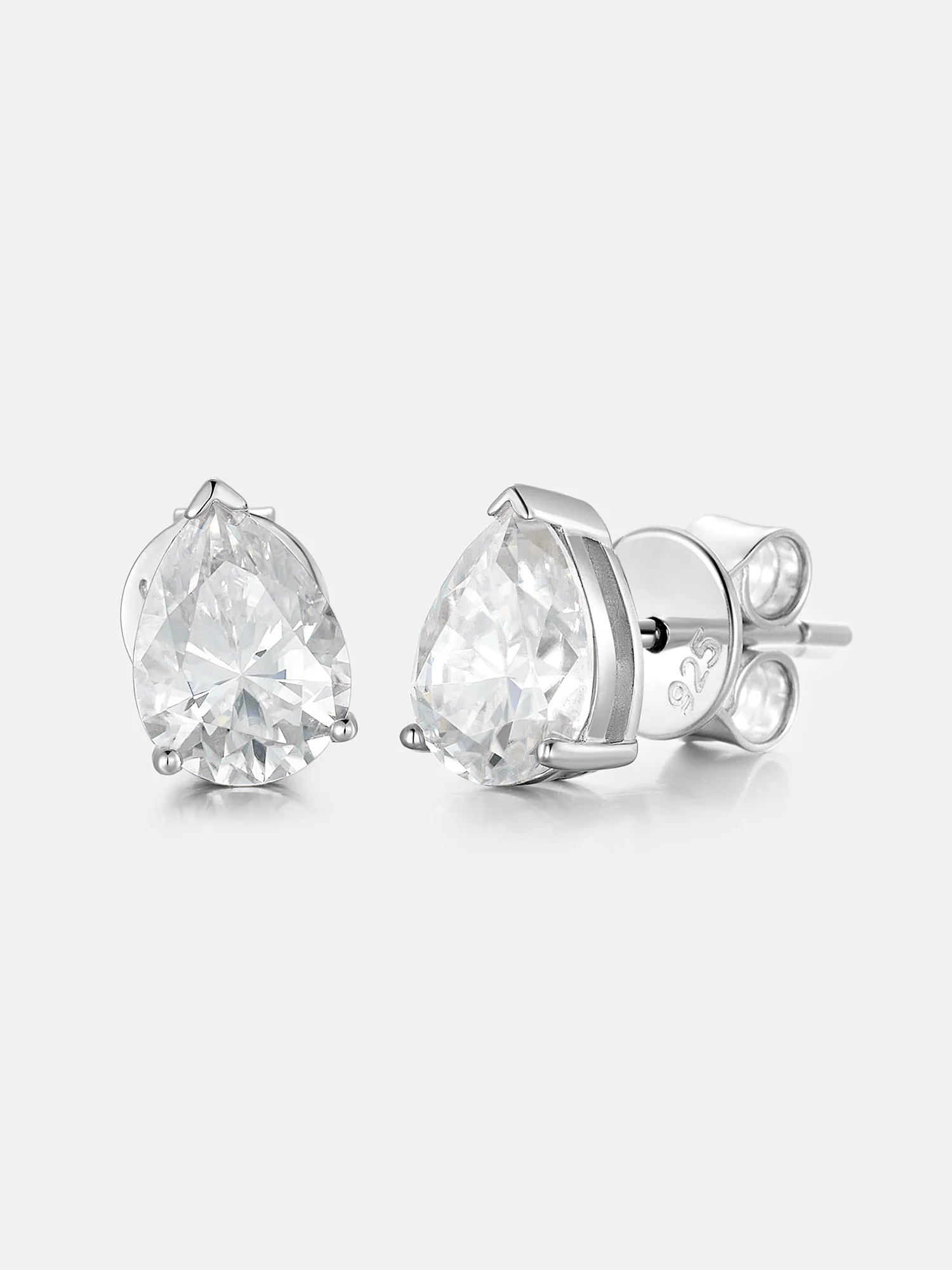 S925 Moissanite Pear Cut Stud Earrings - 2.4 Carat Total - Image 3