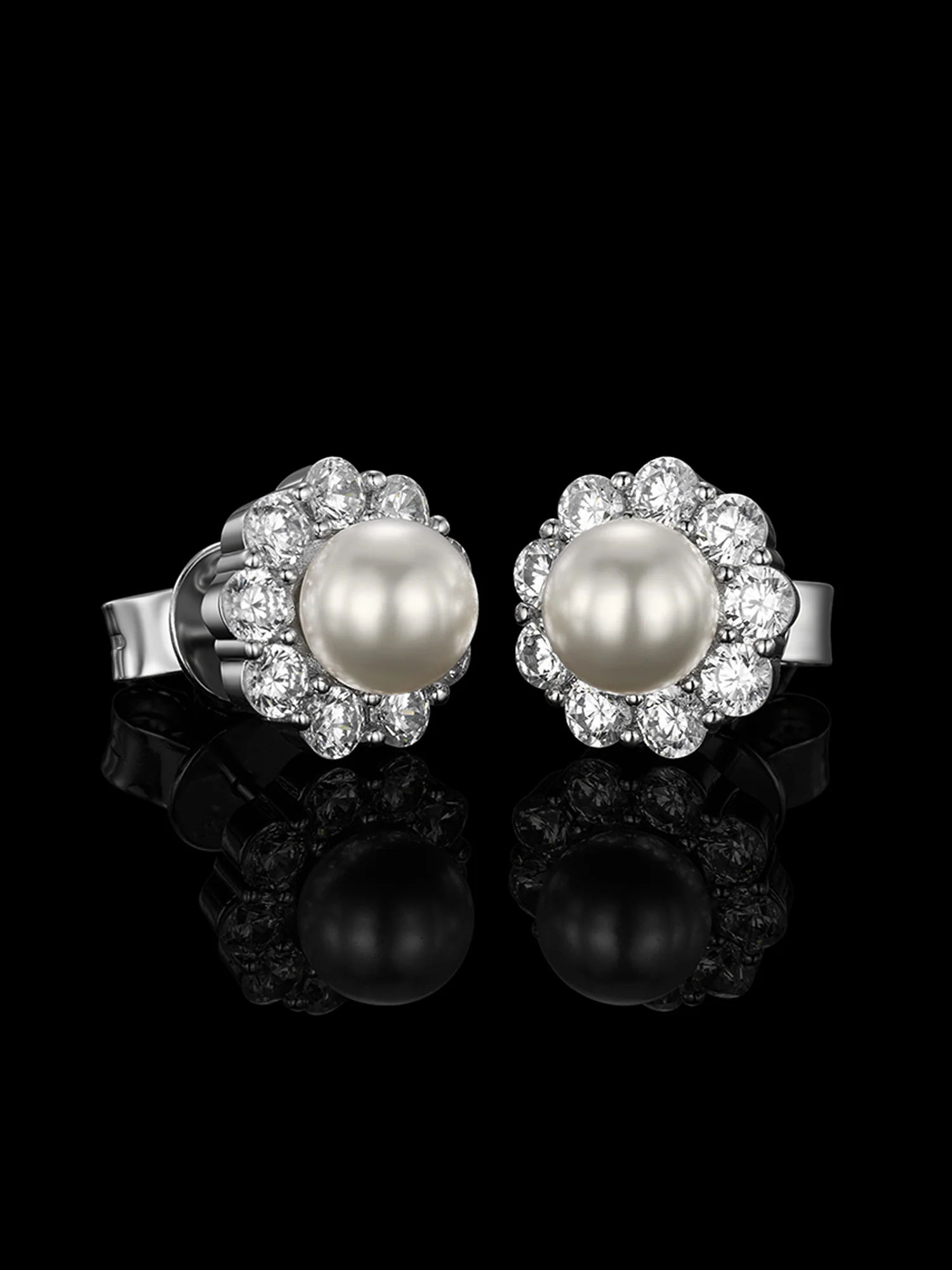 S925 Moissanite Pearl Stud Earrings - Image 2