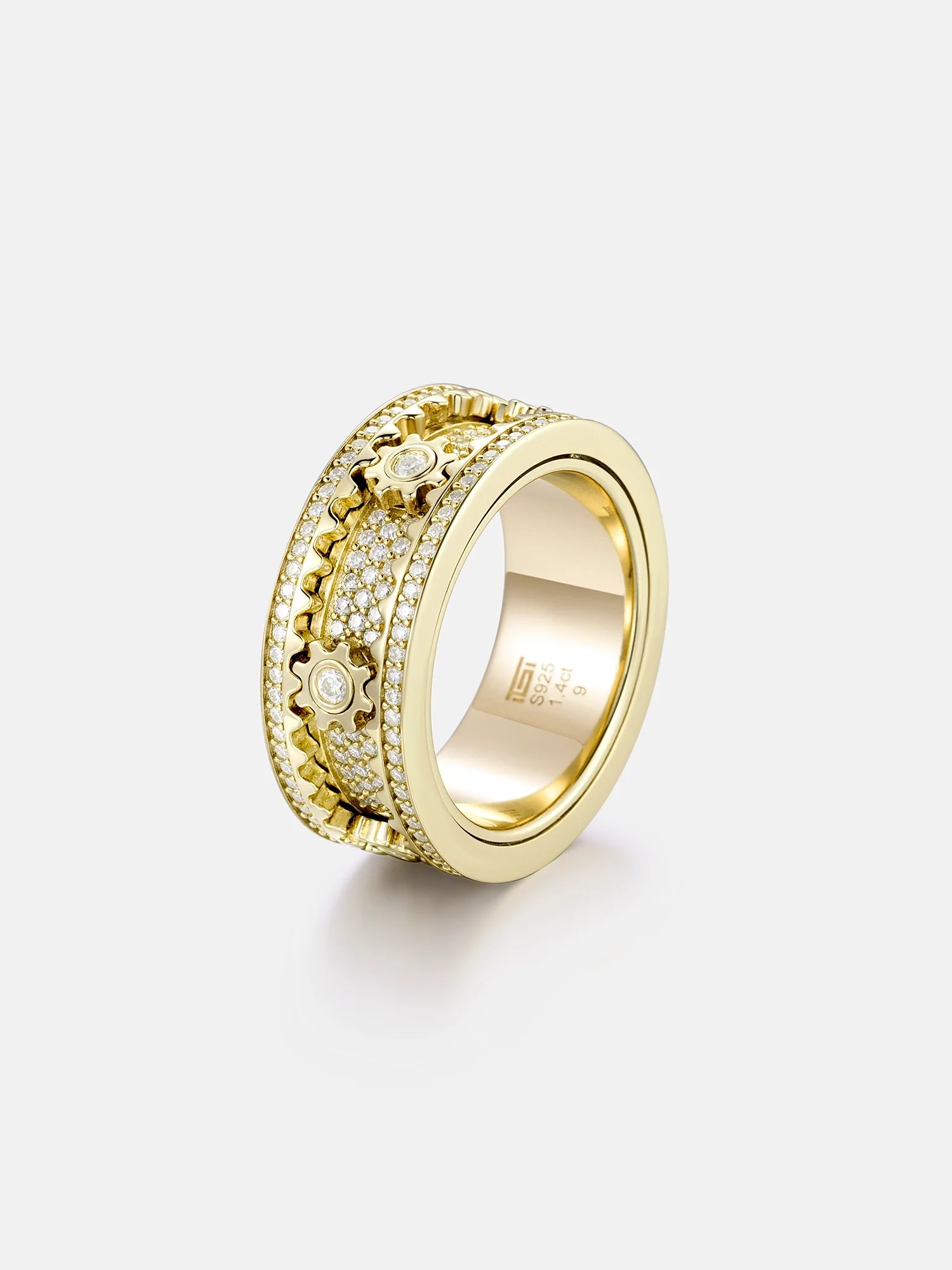 Custom S925 Moissanite Rotatable Cogwheel Ring - Image 5