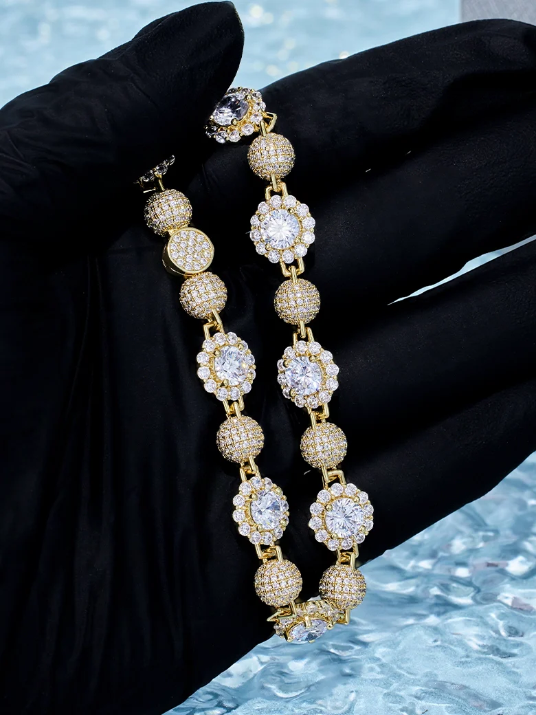 S925 Moissanite Round Ball Flower Bracelet - Image 5