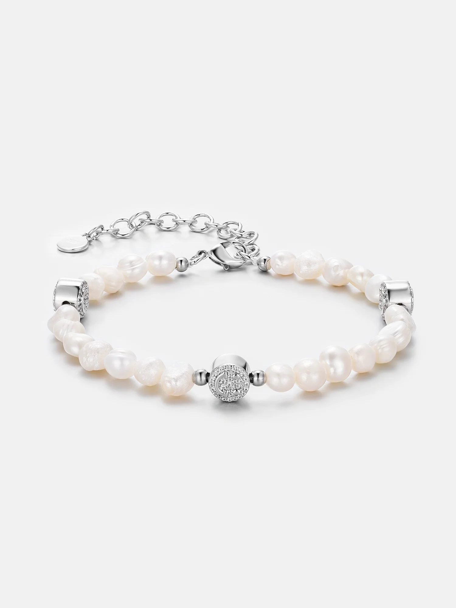 S925 Moissanite Smiley Pearl Bracelet - Image 2