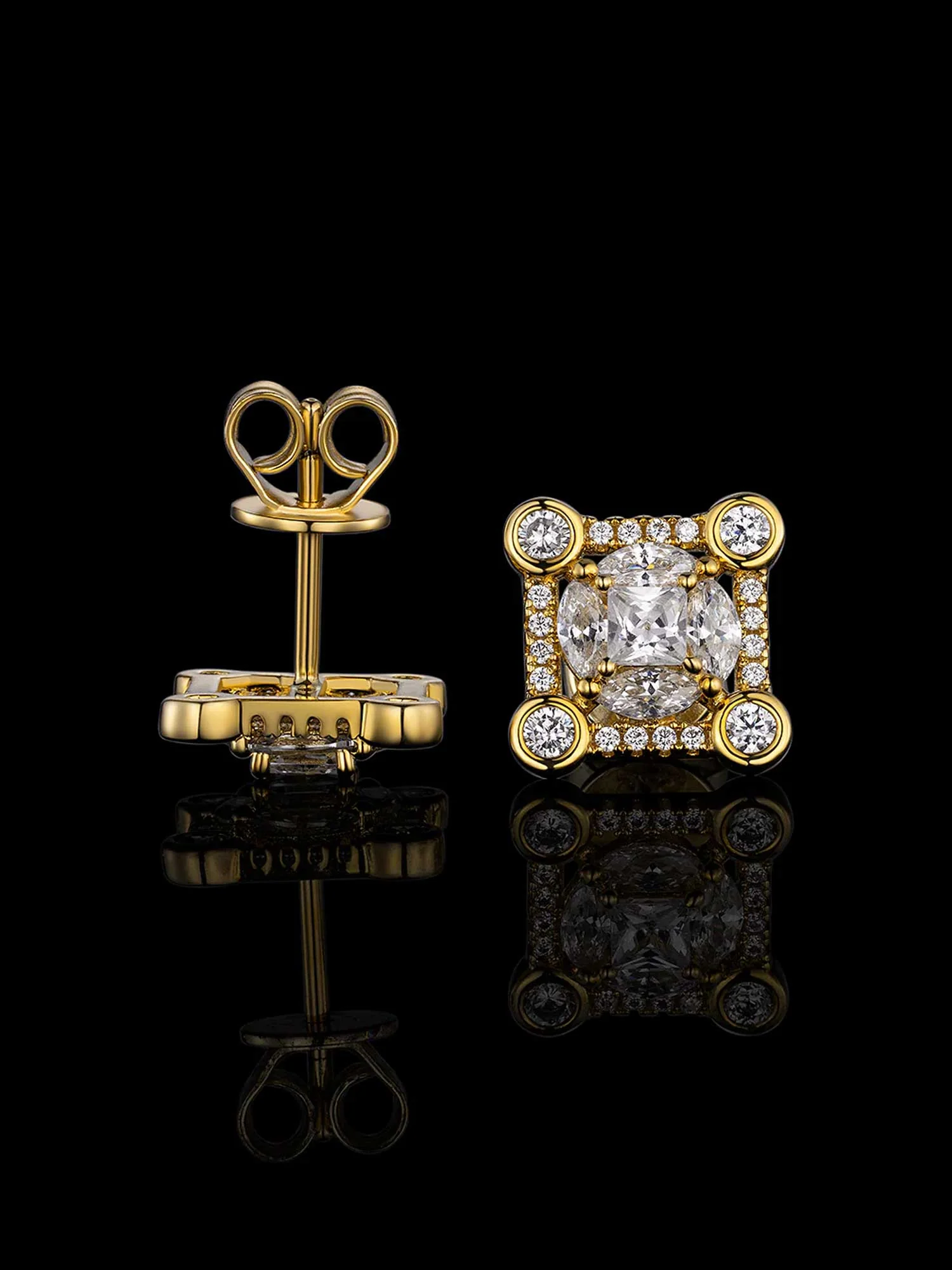S925 Moissanite Solitaire Square Stud Earrings - Image 2