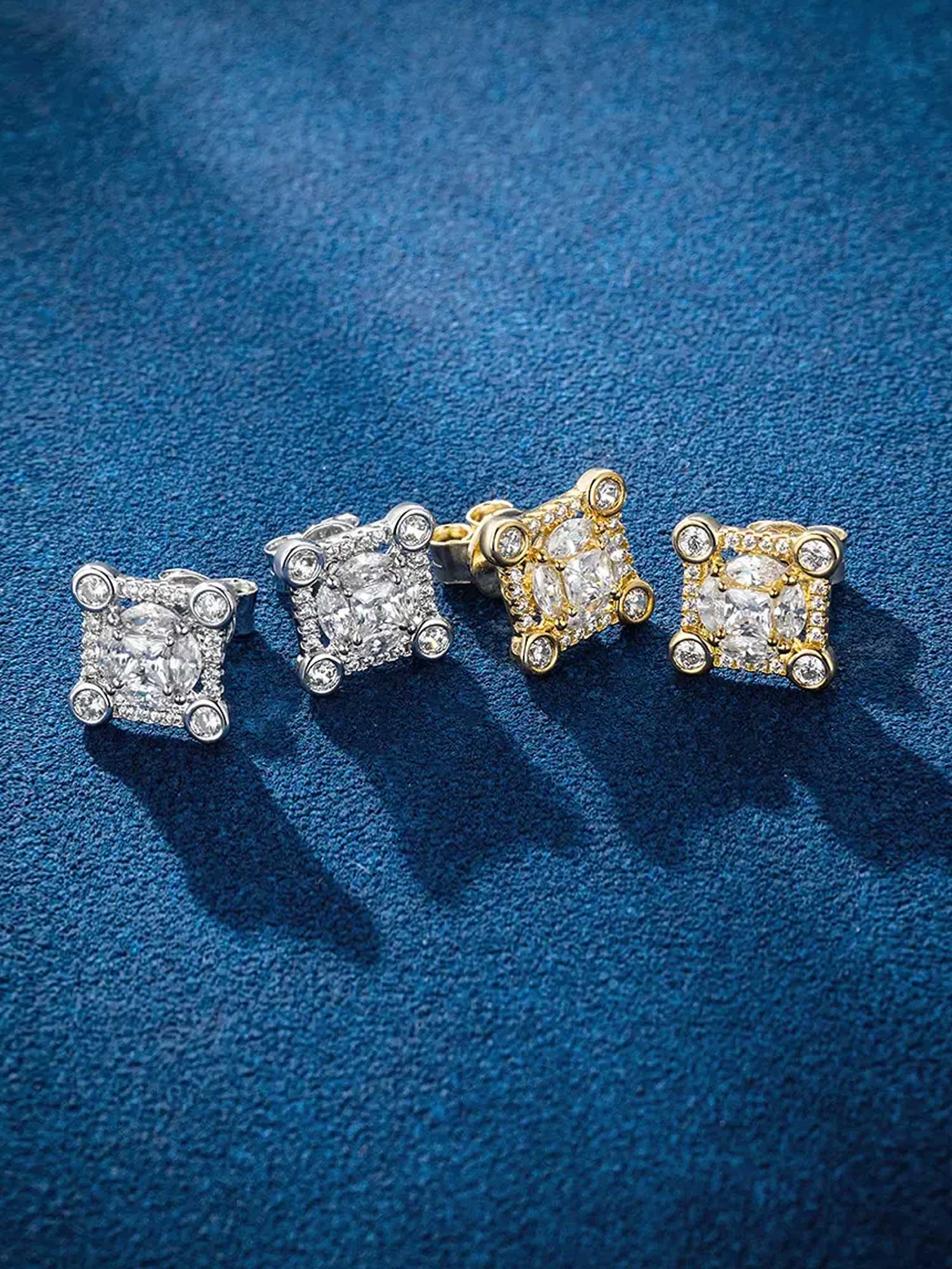 S925 Moissanite Solitaire Square Stud Earrings - Image 4