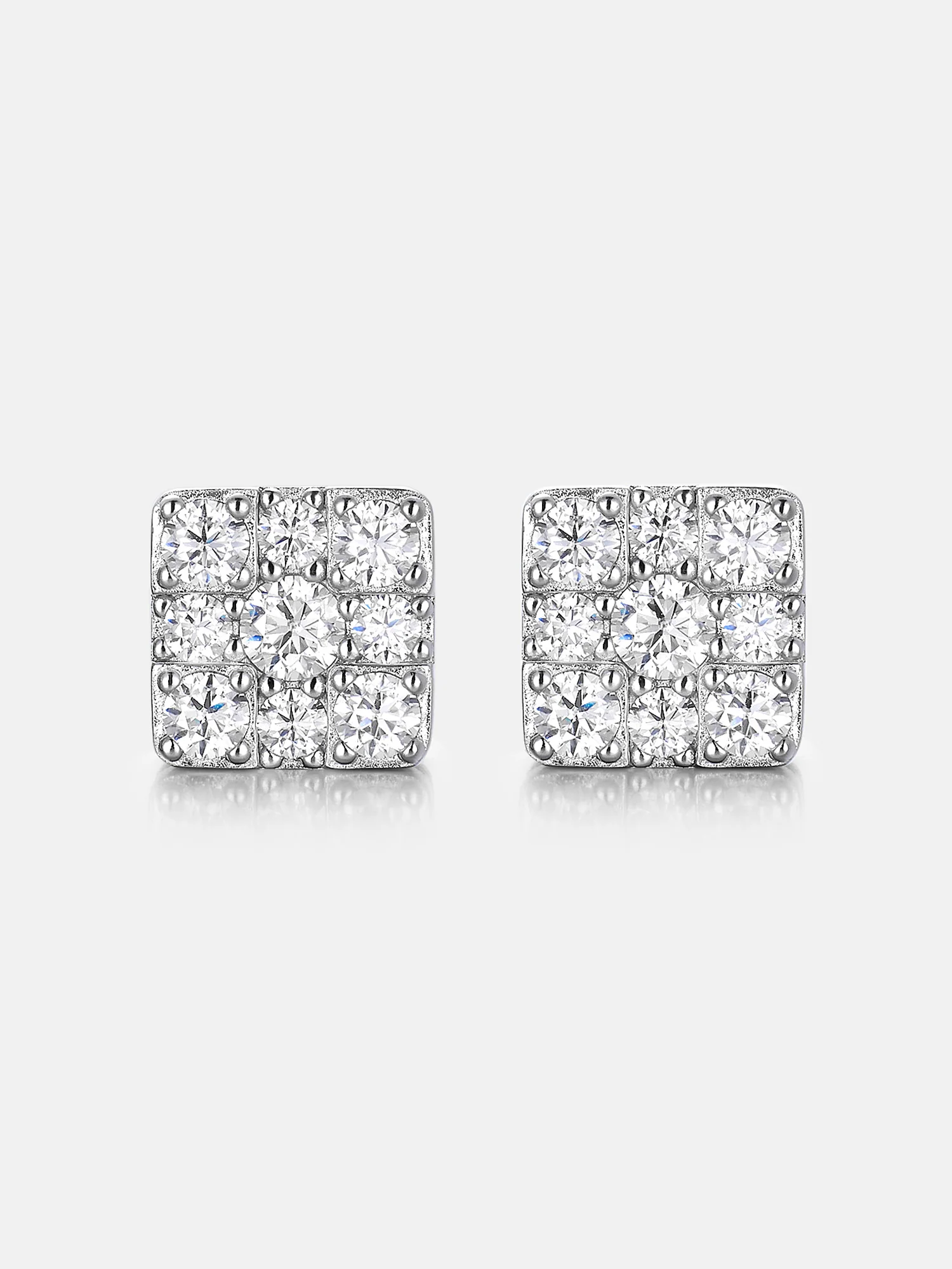 S925 Moissanite Square Cross Cluster Earrings