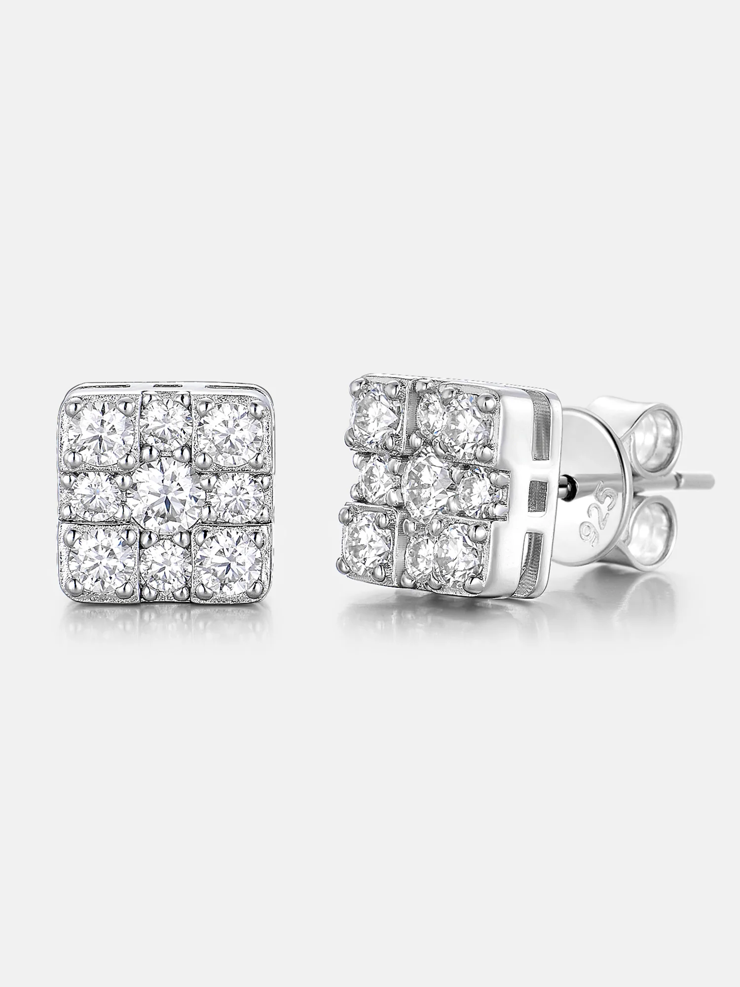 S925 Moissanite Square Cross Cluster Earrings - Image 2