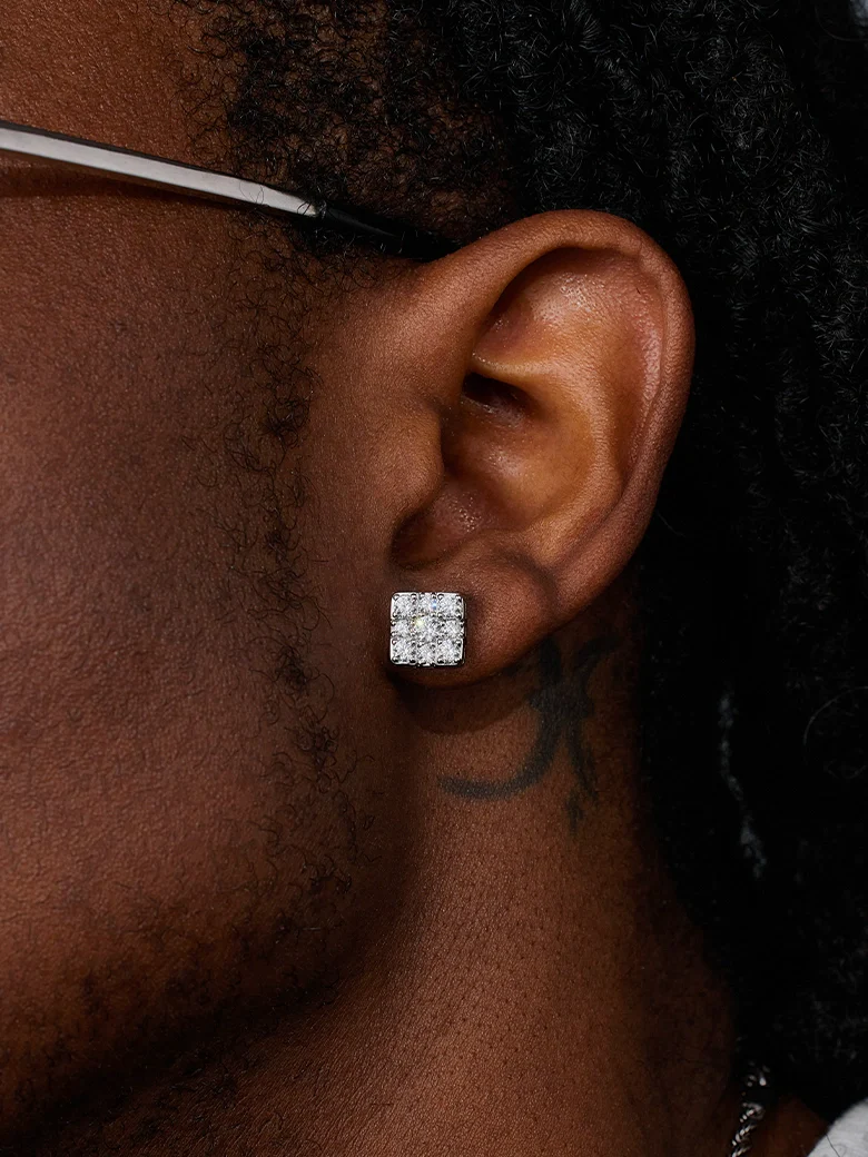 S925 Moissanite Square Cross Cluster Earrings - Image 5